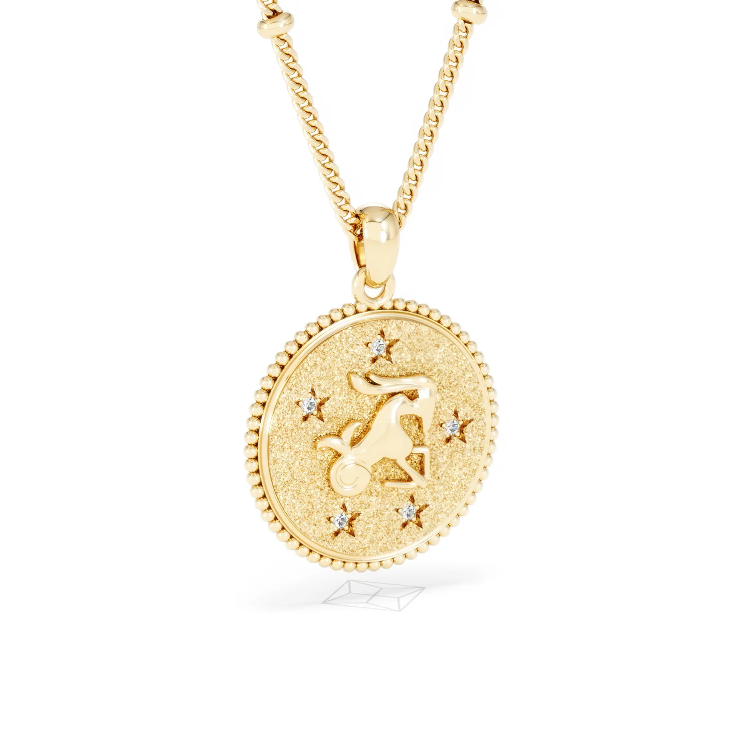Zodiac Capricorn Necklace Medallion Lab Grown 0.02ct in 18K Gold Vermeil - Image 15