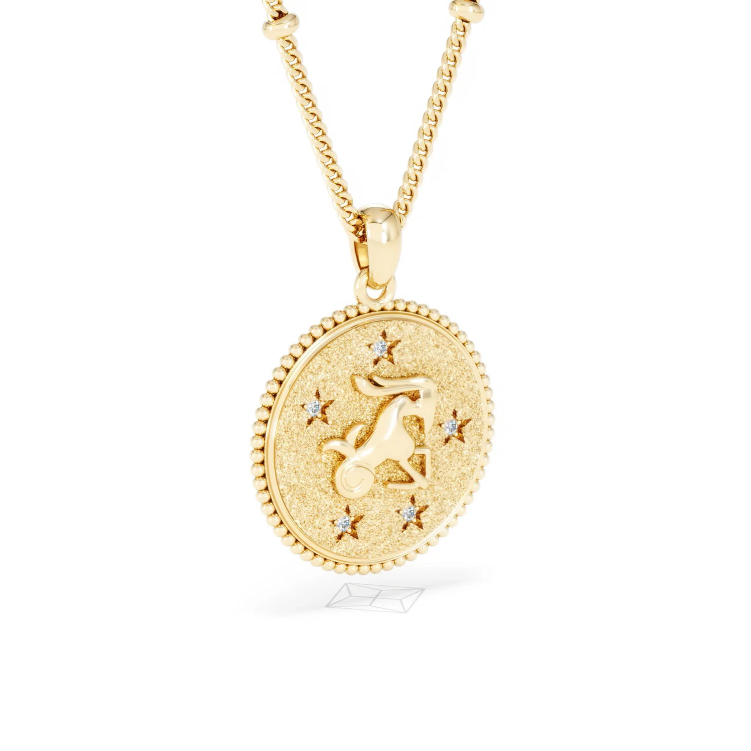 Zodiac Capricorn Necklace Medallion Lab Grown 0.02ct in 18K Gold Vermeil - Image 16
