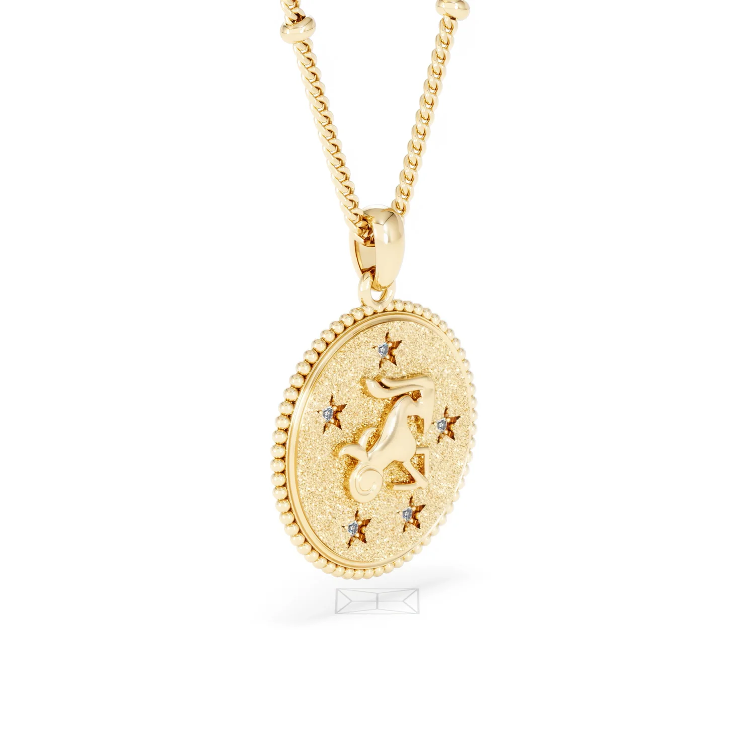 Zodiac Capricorn Necklace Medallion Lab Grown 0.02ct in 18K Gold Vermeil - Image 19