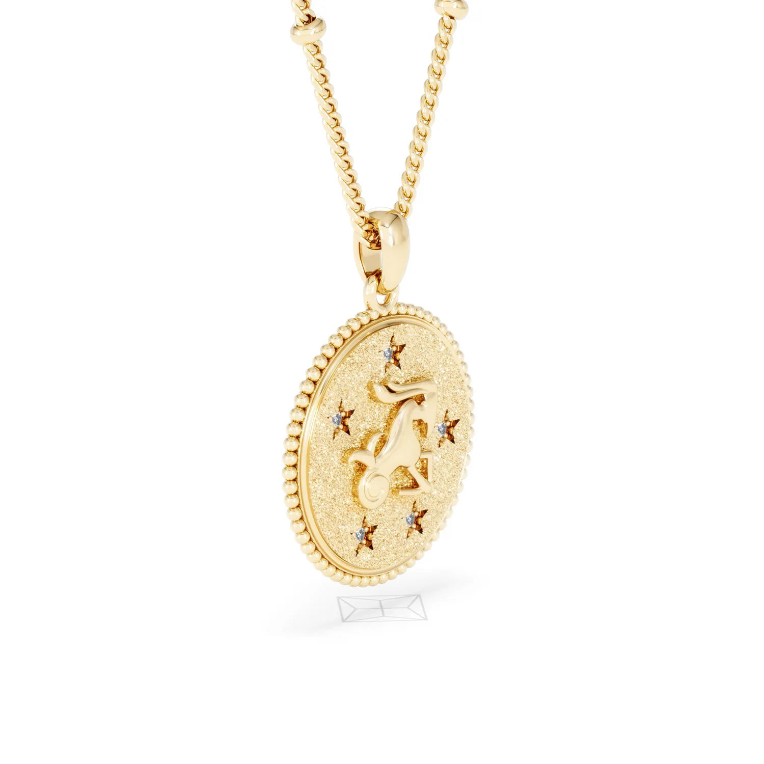 Zodiac Capricorn Necklace Medallion Lab Grown 0.02ct in 18K Gold Vermeil - Image 20