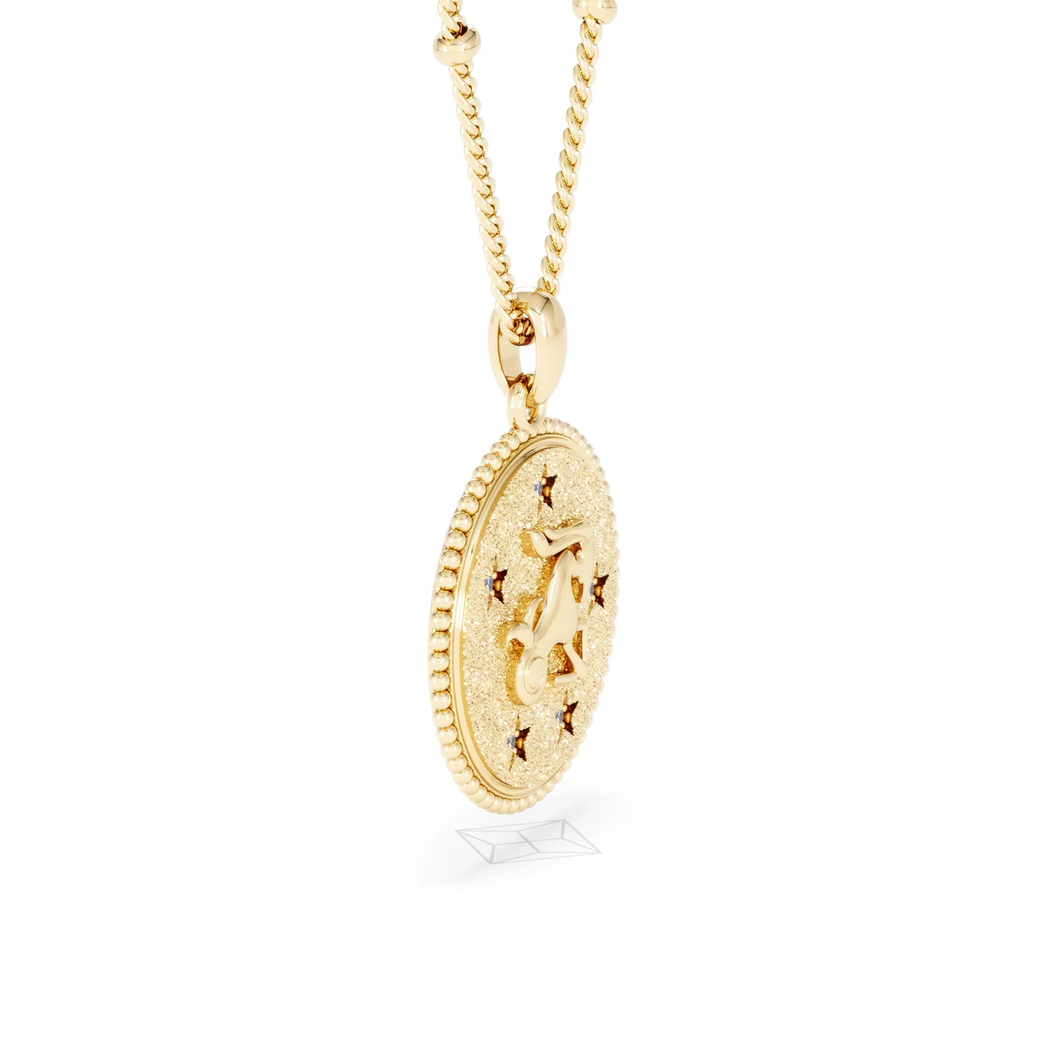 Zodiac Capricorn Necklace Medallion Lab Grown 0.02ct in 18K Gold Vermeil - Image 23