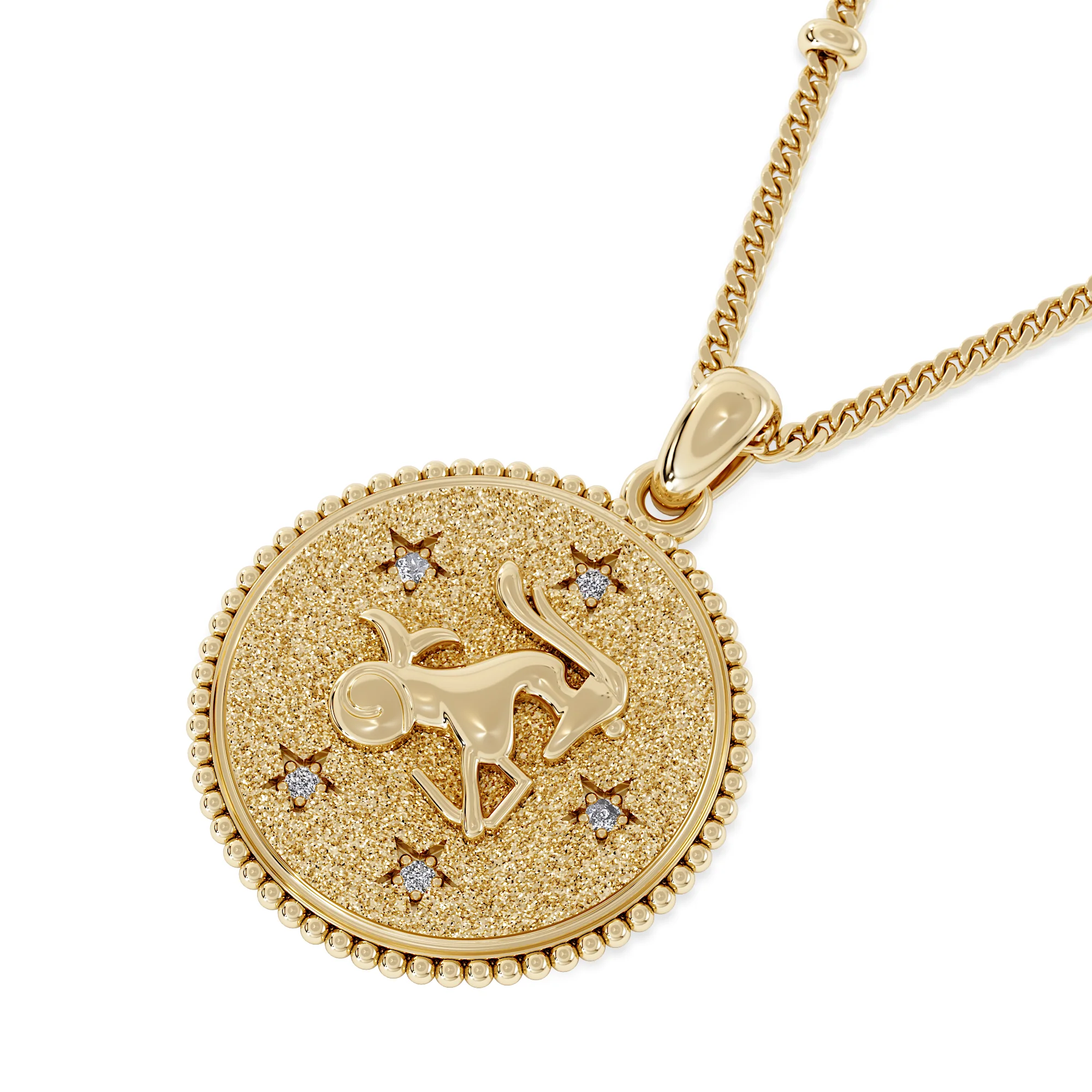 Zodiac Capricorn Necklace Medallion Lab Grown 0.02ct in 18K Gold Vermeil - Image 5