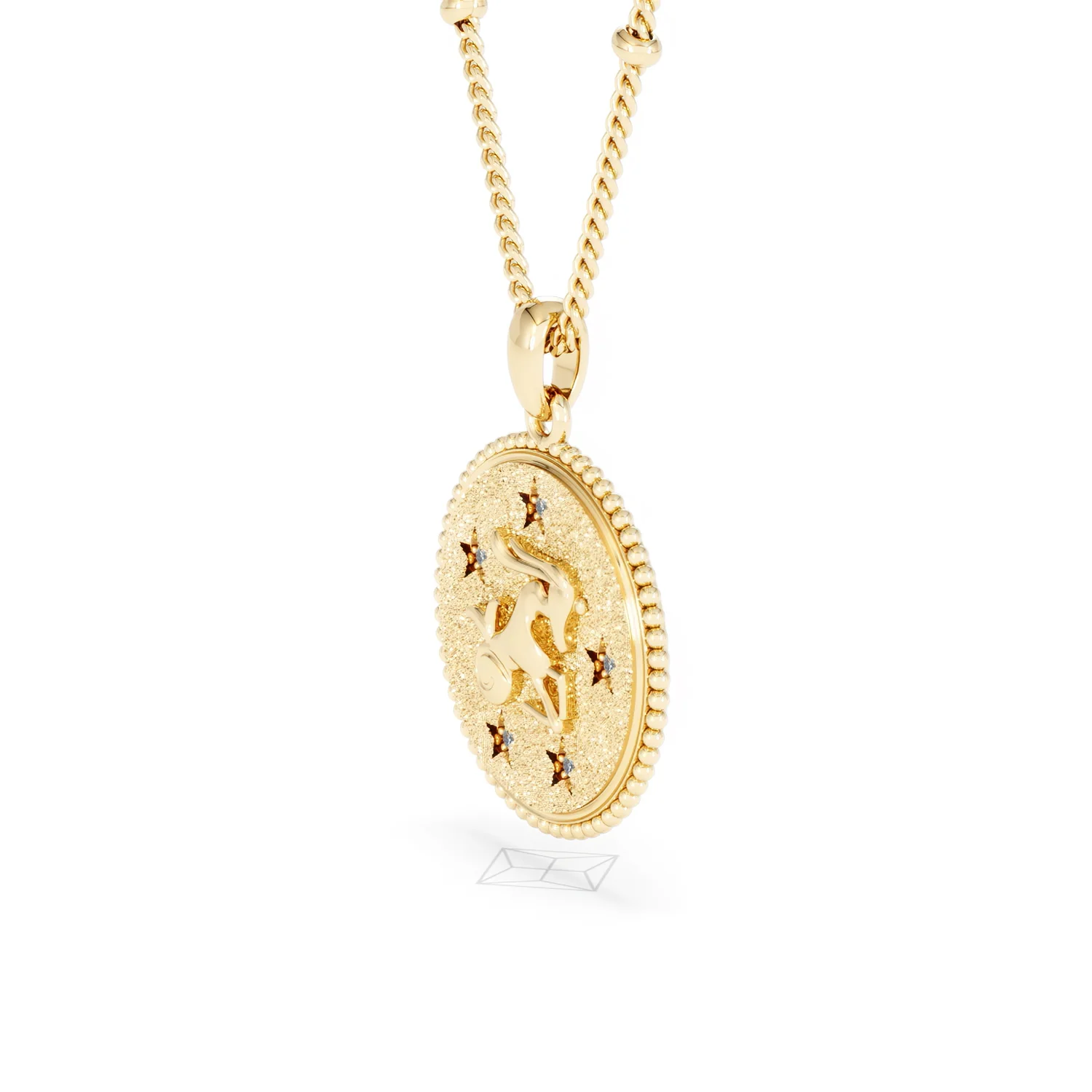 Zodiac Capricorn Necklace Medallion Lab Grown 0.02ct in 18K Gold Vermeil - Image 76