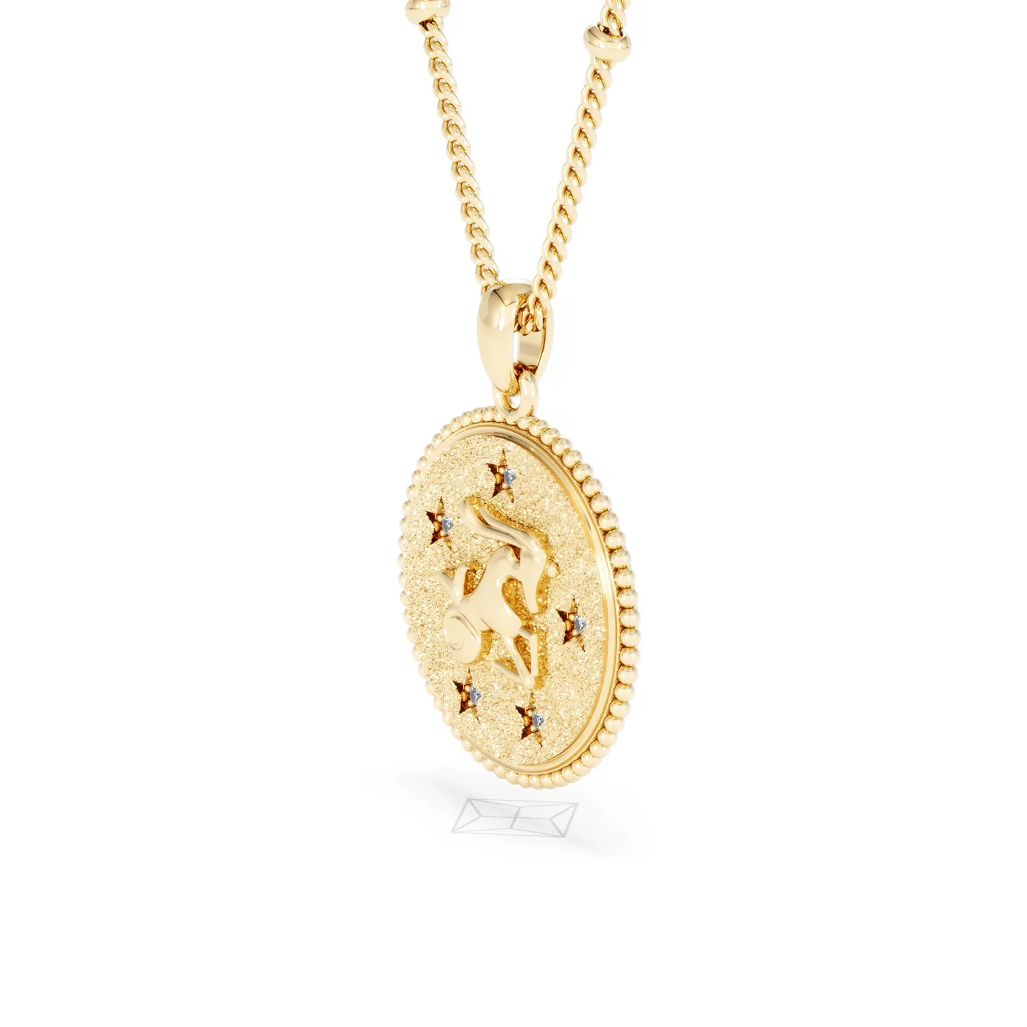Zodiac Capricorn Necklace Medallion Lab Grown 0.02ct in 18K Gold Vermeil - Image 77