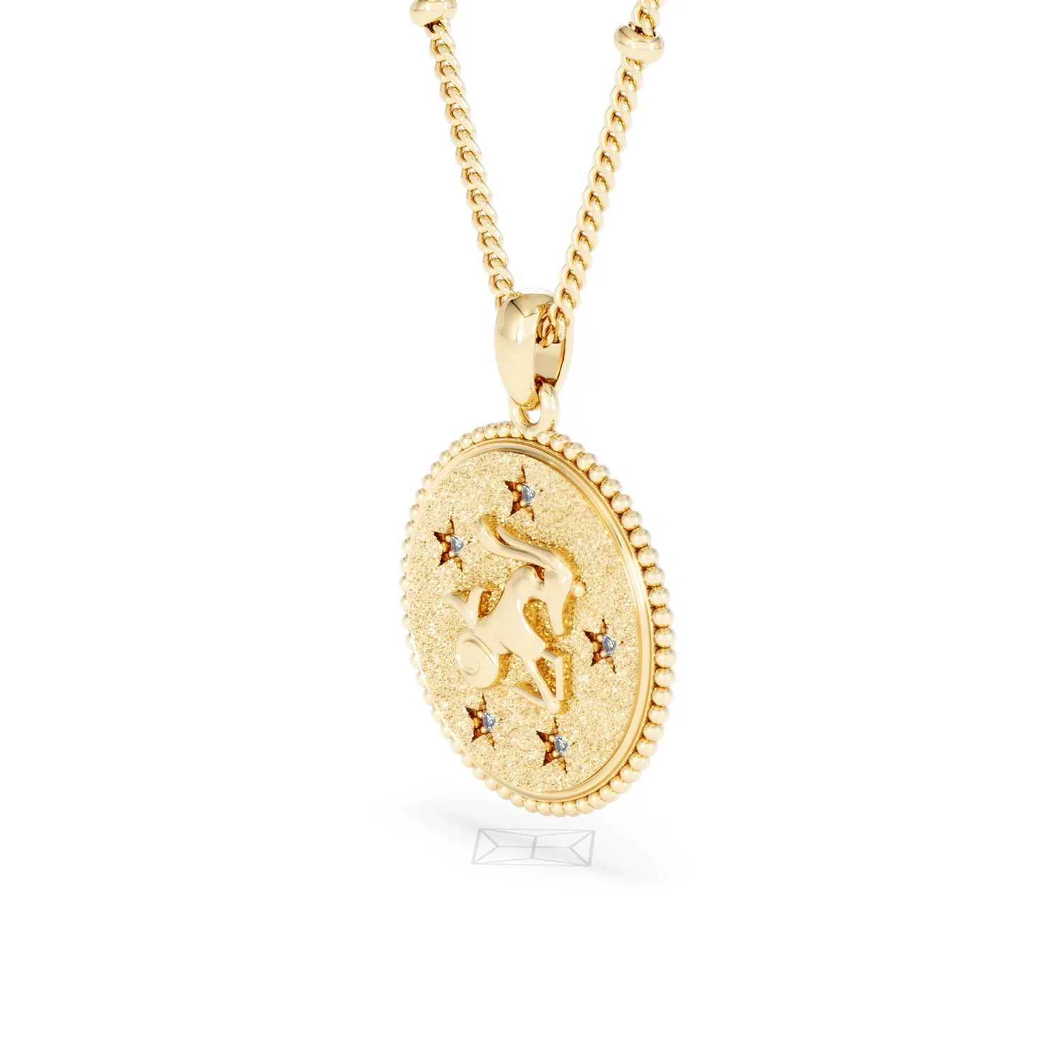 Zodiac Capricorn Necklace Medallion Lab Grown 0.02ct in 18K Gold Vermeil - Image 78