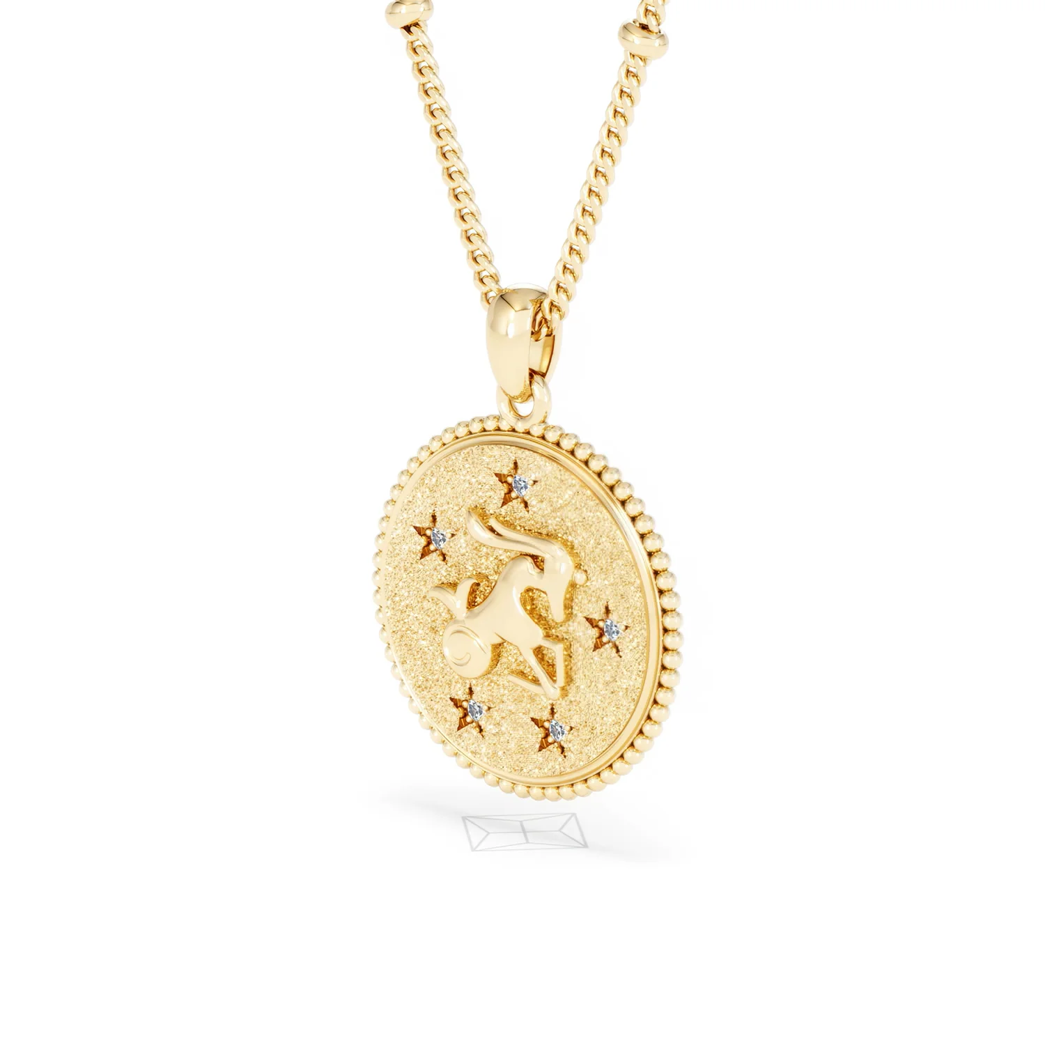 Zodiac Capricorn Necklace Medallion Lab Grown 0.02ct in 18K Gold Vermeil - Image 80