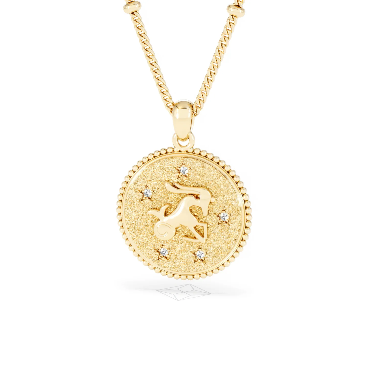 Zodiac Capricorn Necklace Medallion Lab Grown 0.02ct in 18K Gold Vermeil - Image 86