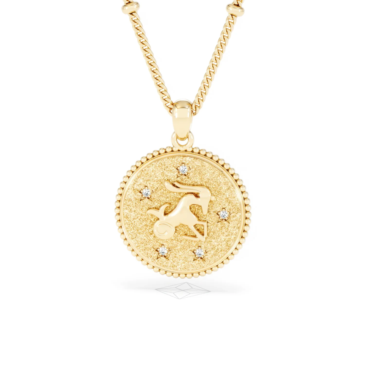 Zodiac Capricorn Necklace Medallion Lab Grown 0.02ct in 18K Gold Vermeil - Image 87