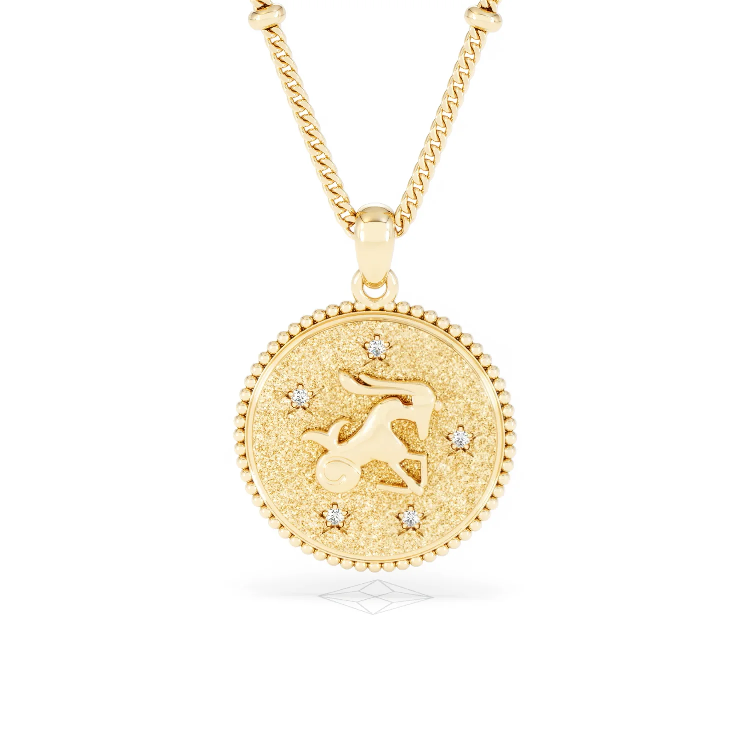 Zodiac Capricorn Necklace Medallion Lab Grown 0.02ct in 18K Gold Vermeil - Image 88