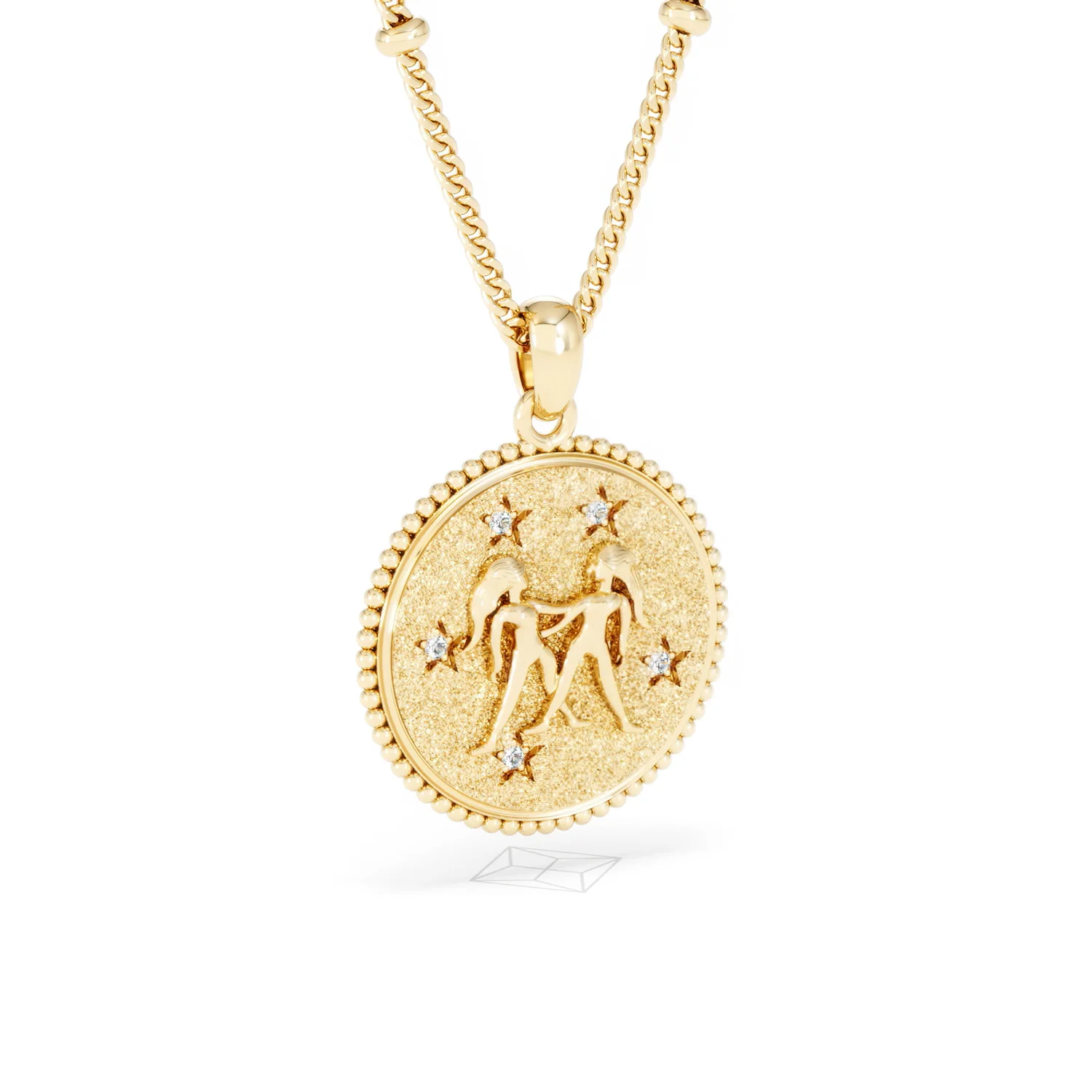 Zodiac Gemini Necklace Medallion Lab Grown 0.02ct in 18K Gold Vermeil - Image 15