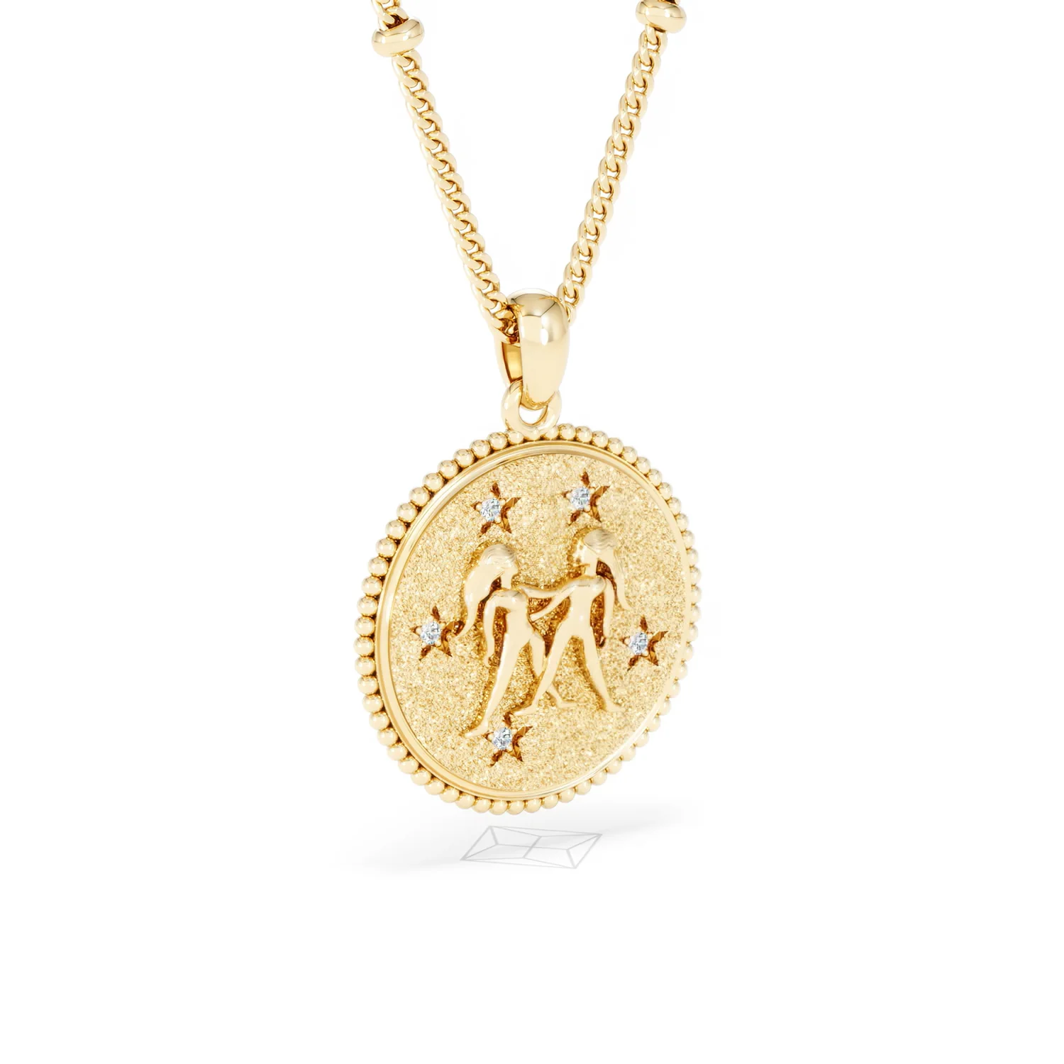 Zodiac Gemini Necklace Medallion Lab Grown 0.02ct in 18K Gold Vermeil - Image 16