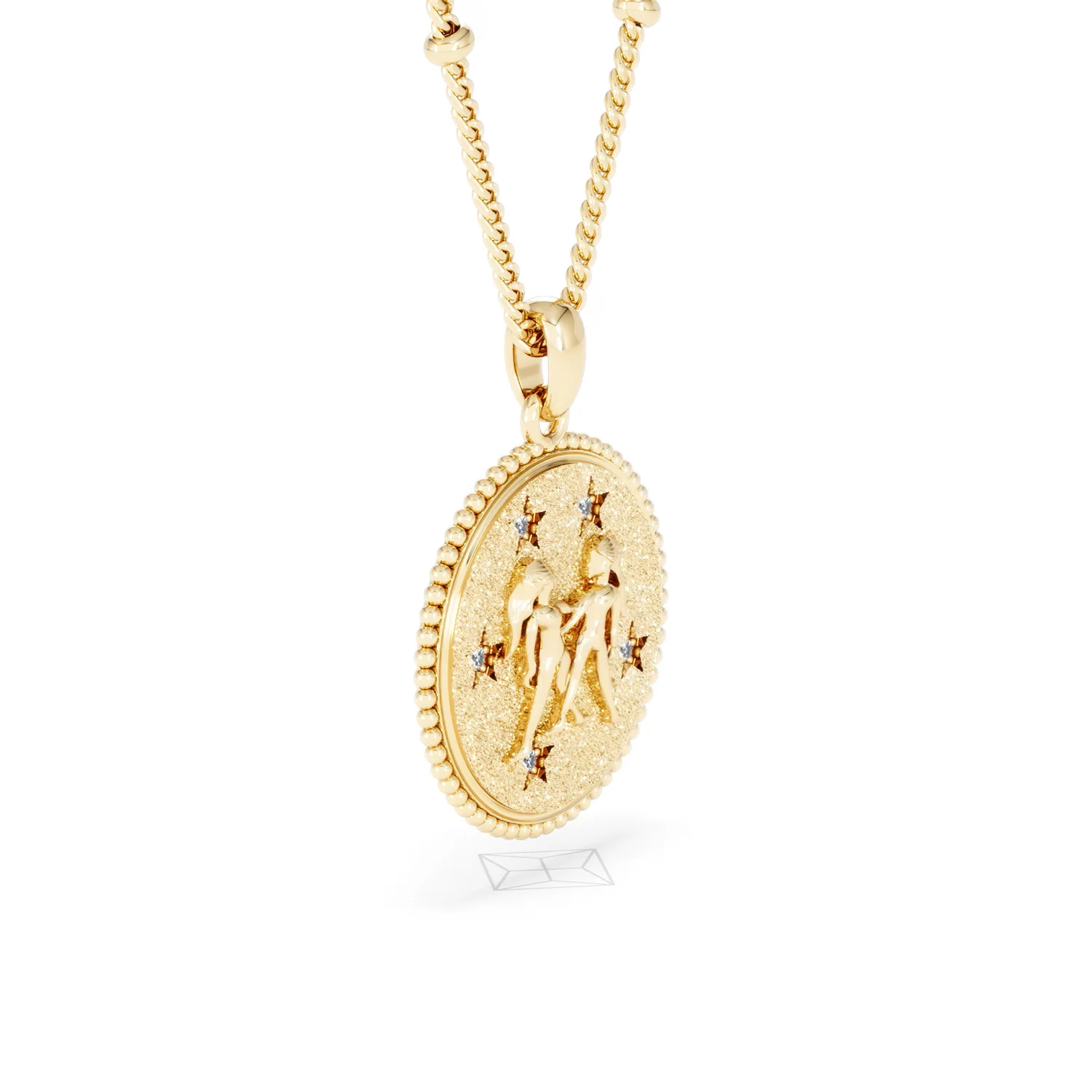 Zodiac Gemini Necklace Medallion Lab Grown 0.02ct in 18K Gold Vermeil - Image 21