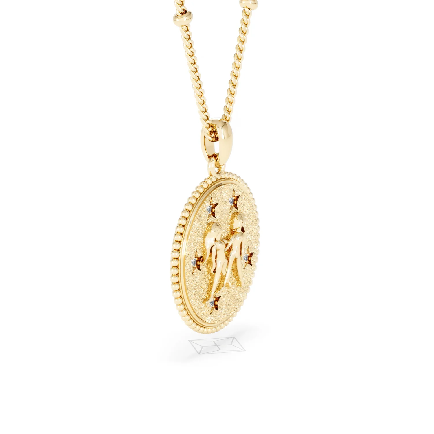 Zodiac Gemini Necklace Medallion Lab Grown 0.02ct in 18K Gold Vermeil - Image 22