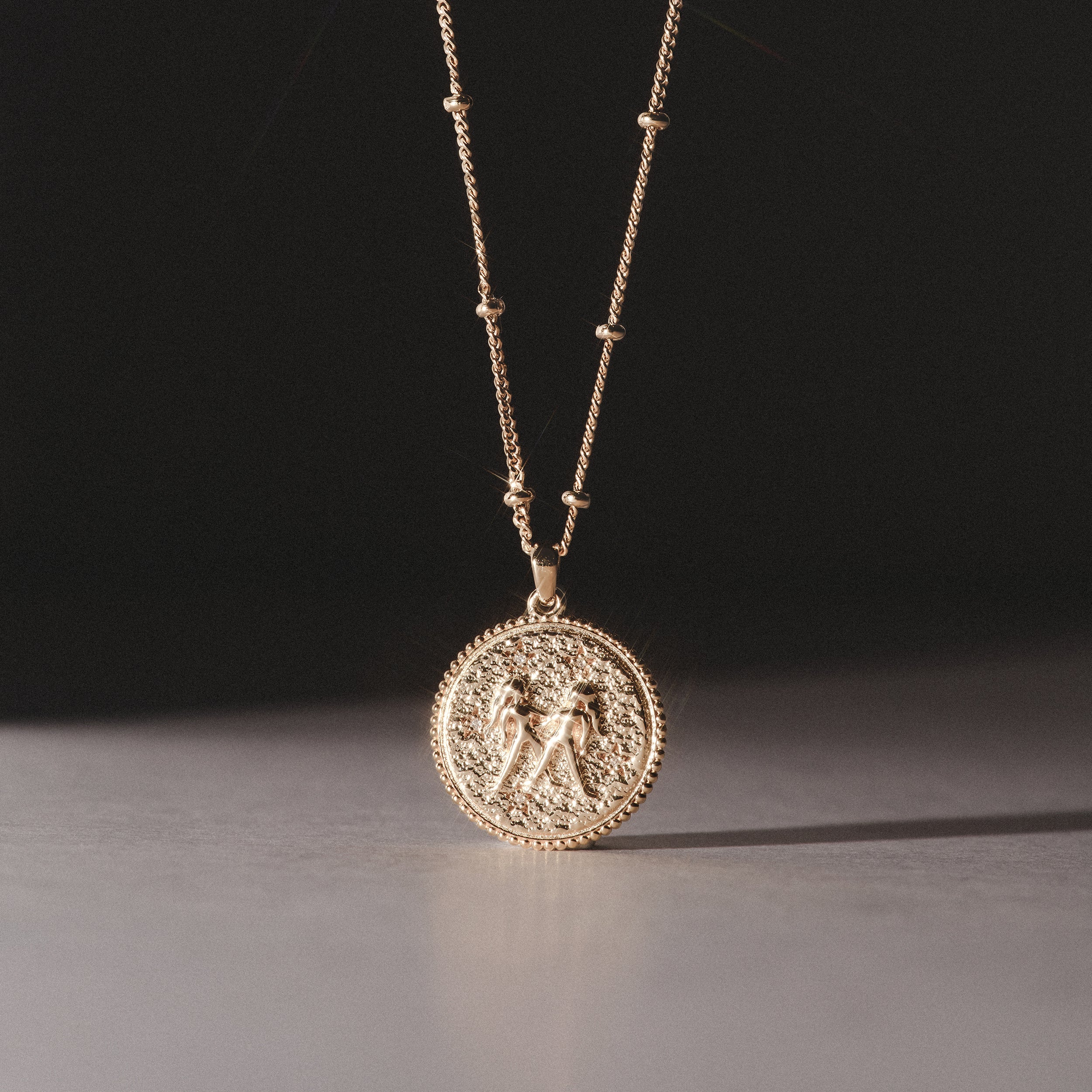 Zodiac Gemini Necklace Medallion Lab Grown 0.02ct in 18K Gold Vermeil - Image 6