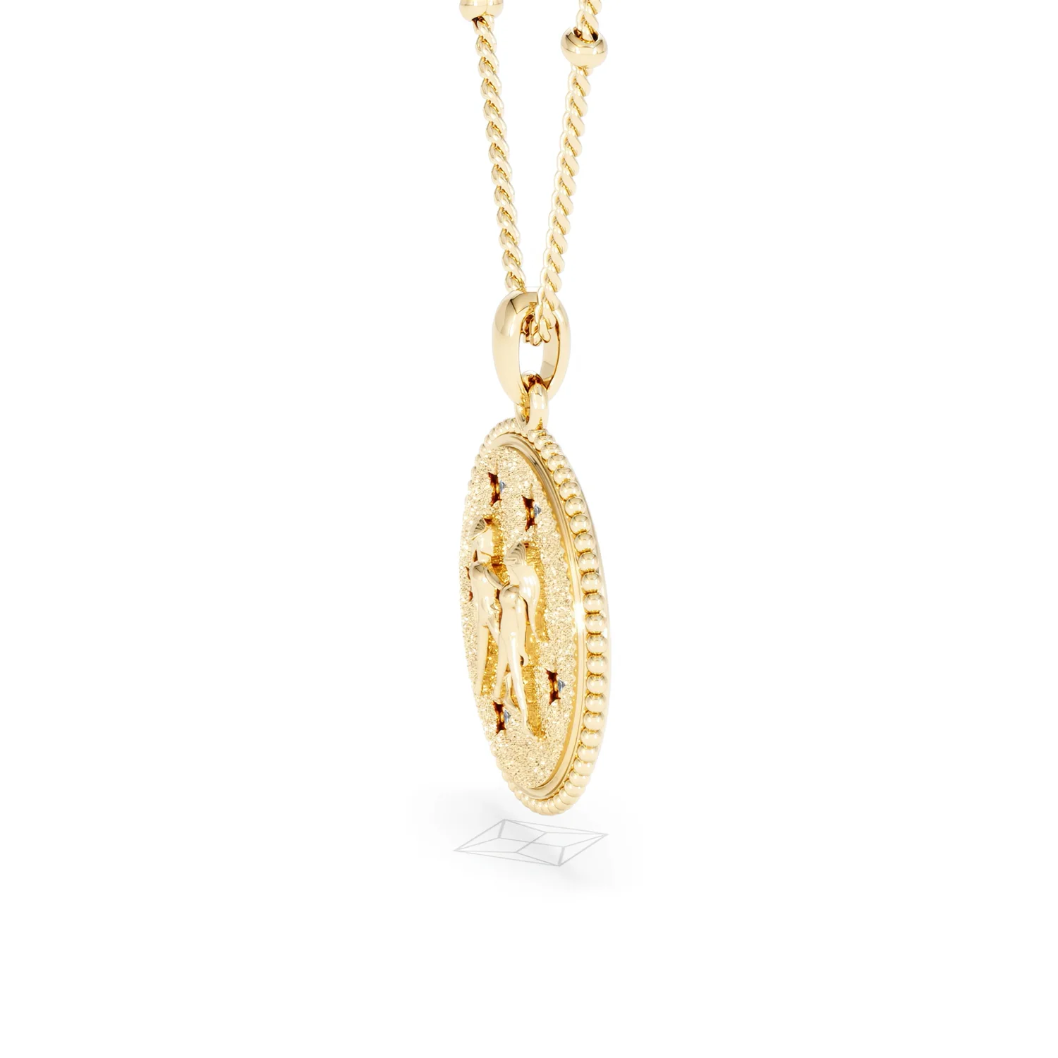 Zodiac Gemini Necklace Medallion Lab Grown 0.02ct in 18K Gold Vermeil - Image 73