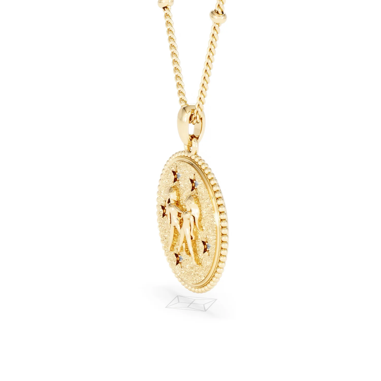 Zodiac Gemini Necklace Medallion Lab Grown 0.02ct in 18K Gold Vermeil - Image 75