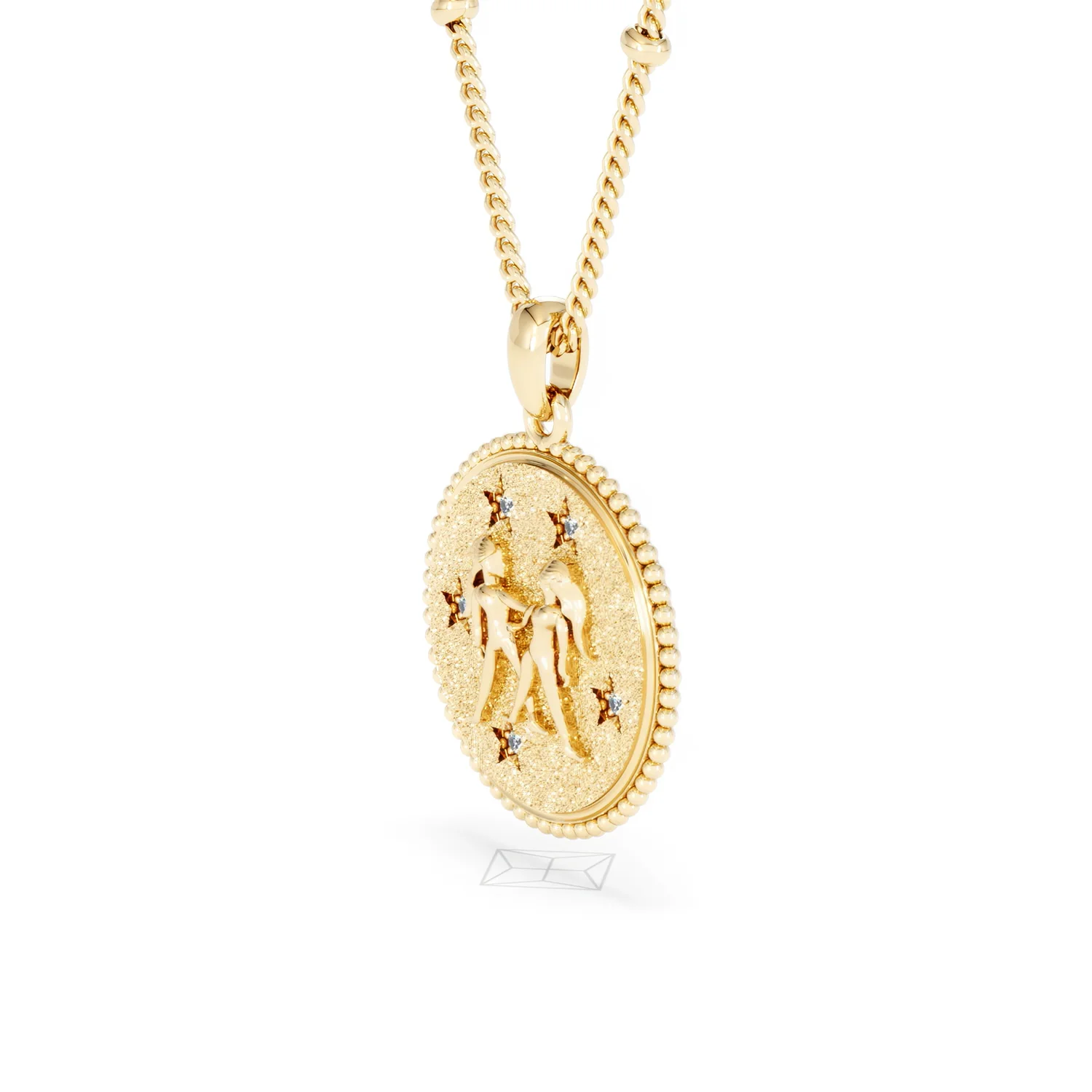 Zodiac Gemini Necklace Medallion Lab Grown 0.02ct in 18K Gold Vermeil - Image 77