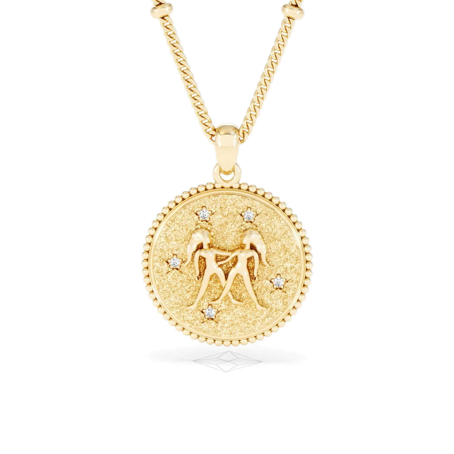 Zodiac Gemini Necklace Medallion Lab Grown 0.02ct in 18K Gold Vermeil - Image 88