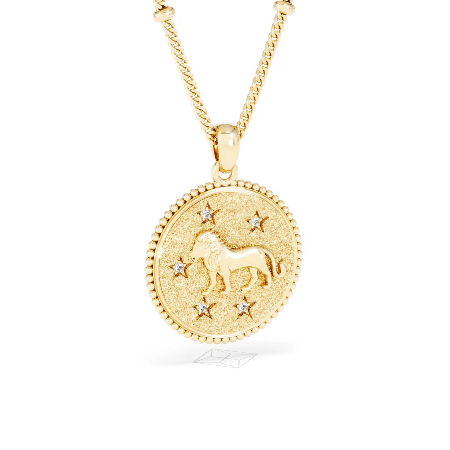 Zodiac Leo Necklace Medallion Lab Grown 0.02ct in 18K Gold Vermeil - Image 14