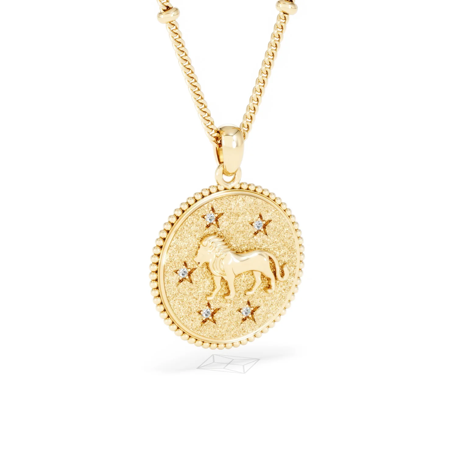 Zodiac Leo Necklace Medallion Lab Grown 0.02ct in 18K Gold Vermeil - Image 15