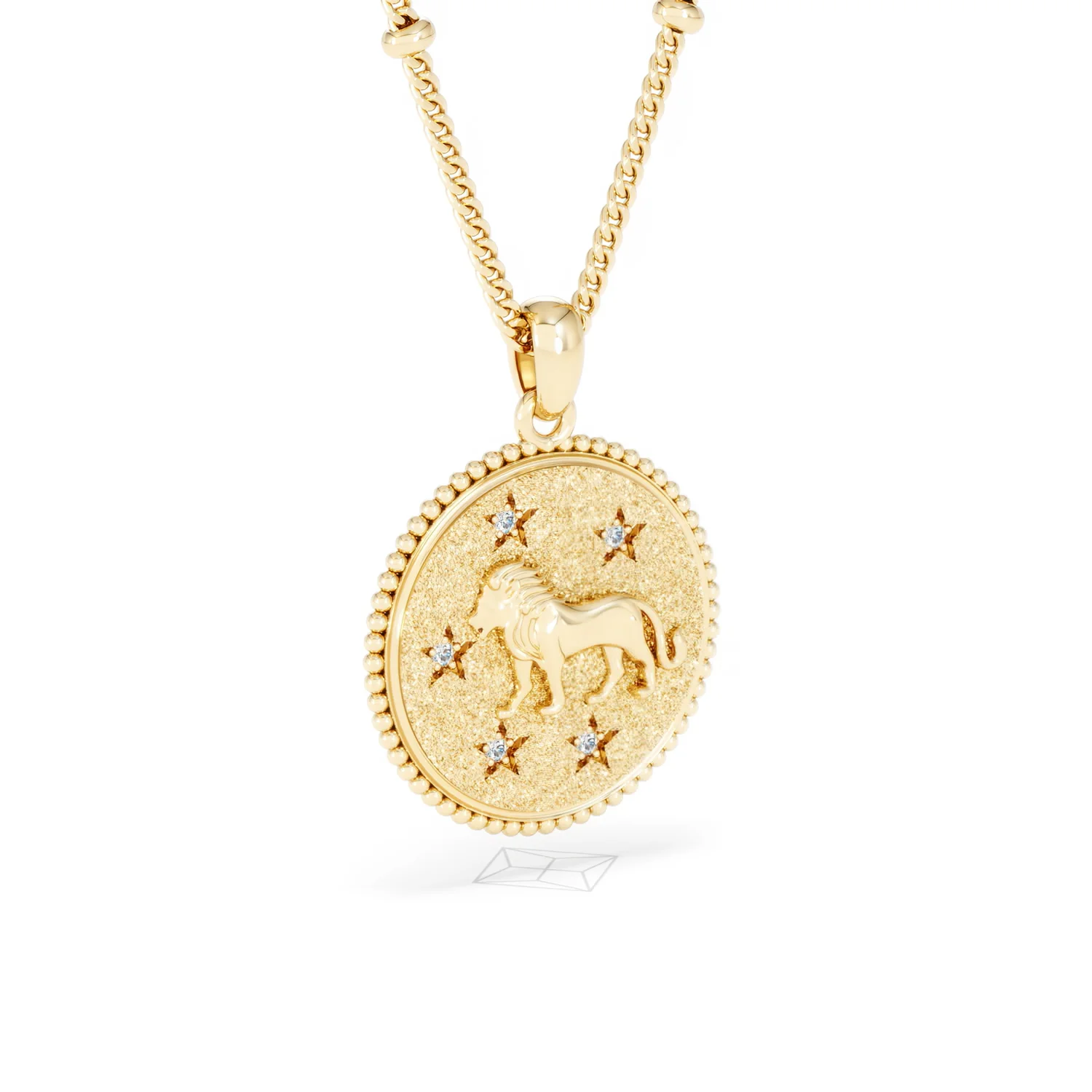 Zodiac Leo Necklace Medallion Lab Grown 0.02ct in 18K Gold Vermeil - Image 16