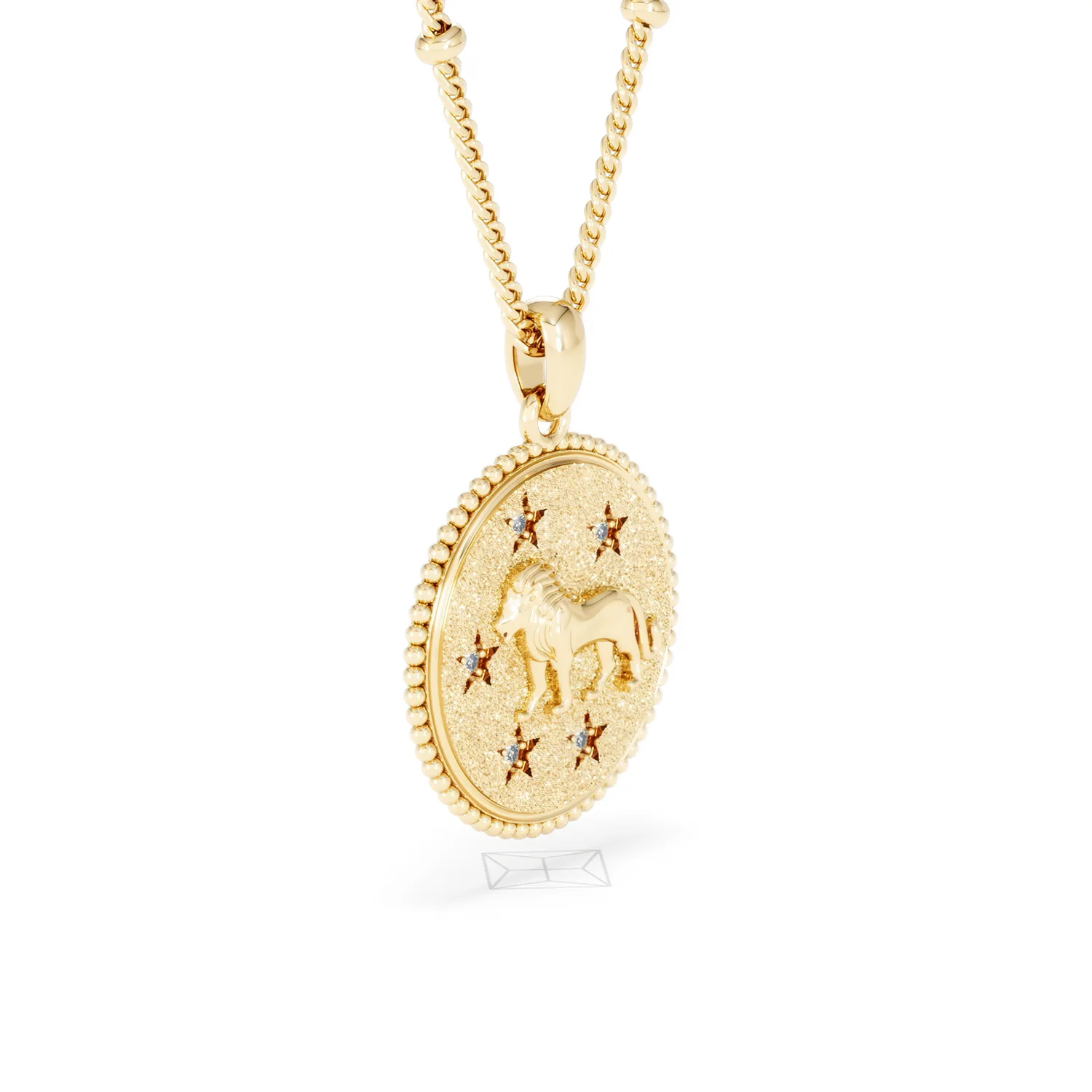 Zodiac Leo Necklace Medallion Lab Grown 0.02ct in 18K Gold Vermeil - Image 20