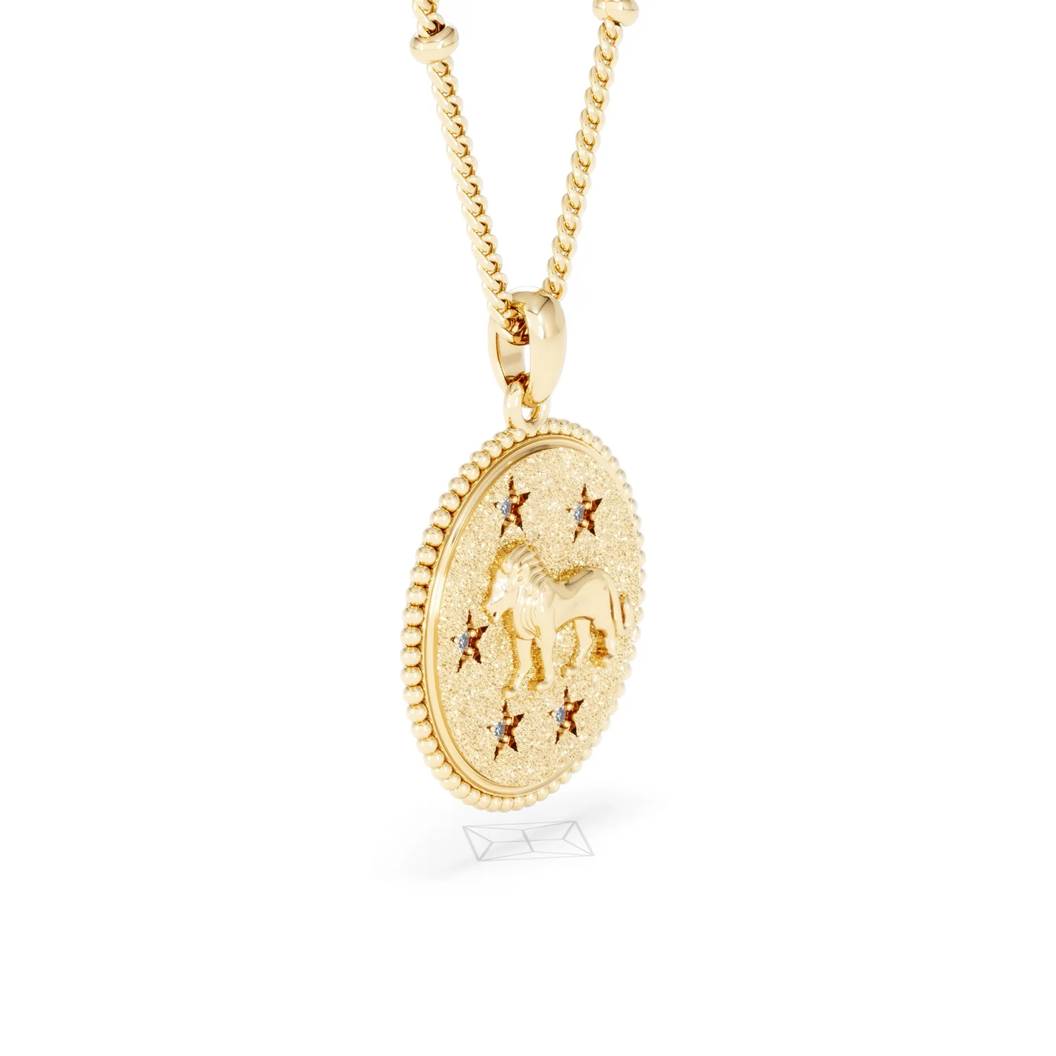 Zodiac Leo Necklace Medallion Lab Grown 0.02ct in 18K Gold Vermeil - Image 21