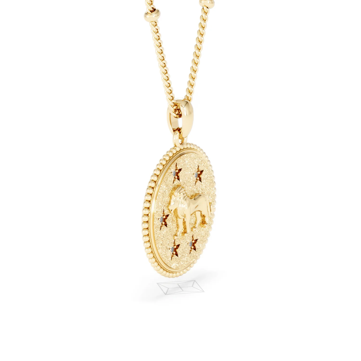Zodiac Leo Necklace Medallion Lab Grown 0.02ct in 18K Gold Vermeil - Image 22