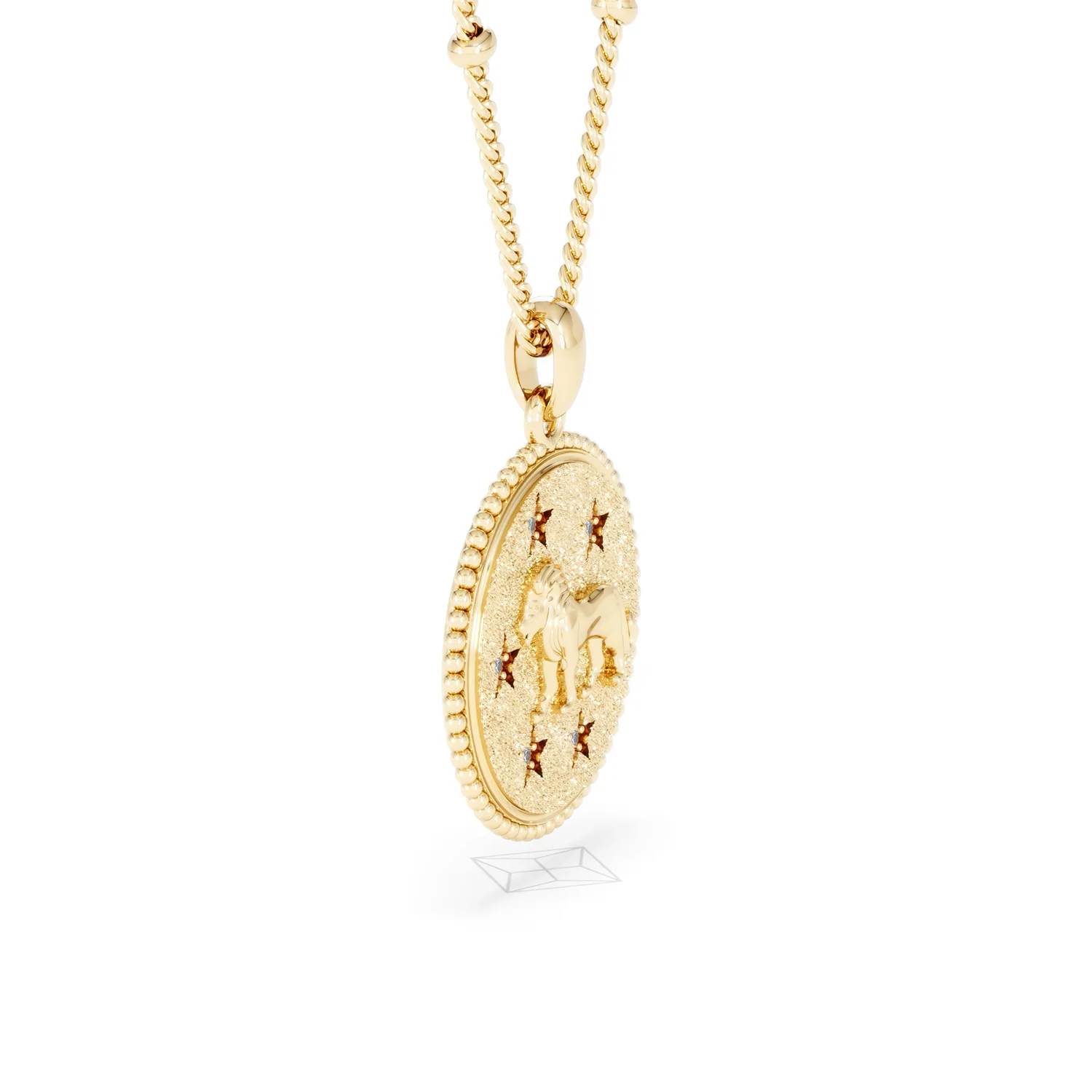 Zodiac Leo Necklace Medallion Lab Grown 0.02ct in 18K Gold Vermeil - Image 23