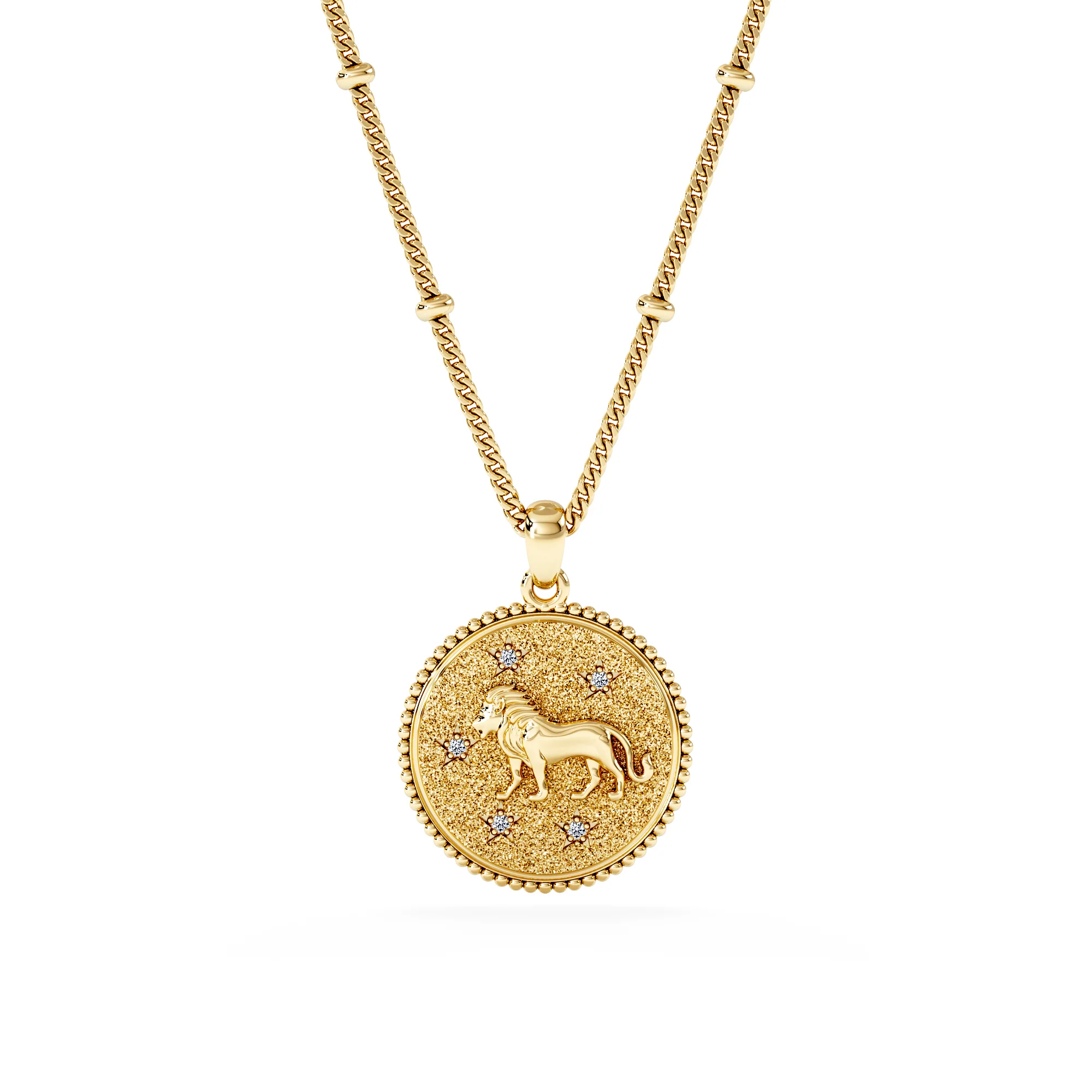Zodiac Leo Necklace Medallion Lab Grown 0.02ct in 18K Gold Vermeil - Image 3