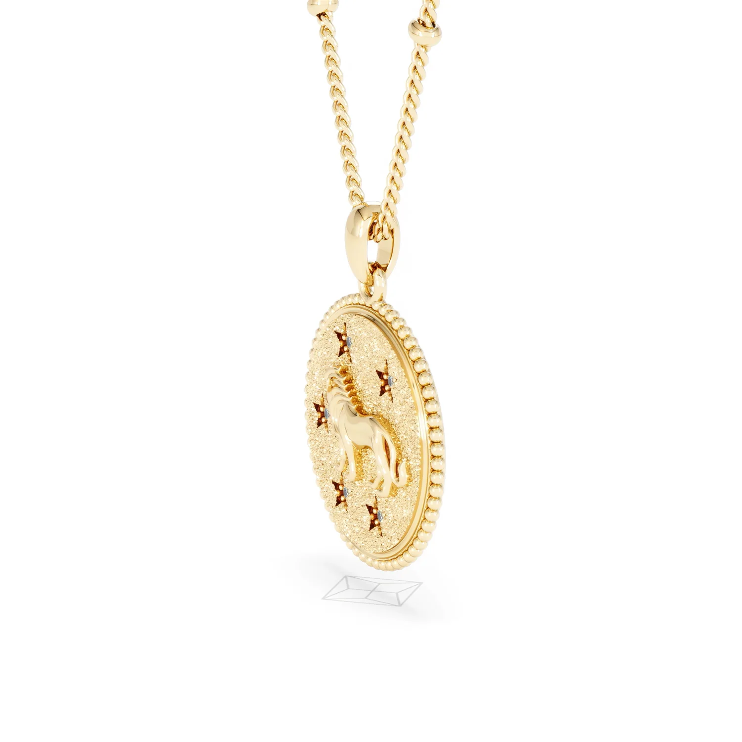 Zodiac Leo Necklace Medallion Lab Grown 0.02ct in 18K Gold Vermeil - Image 75