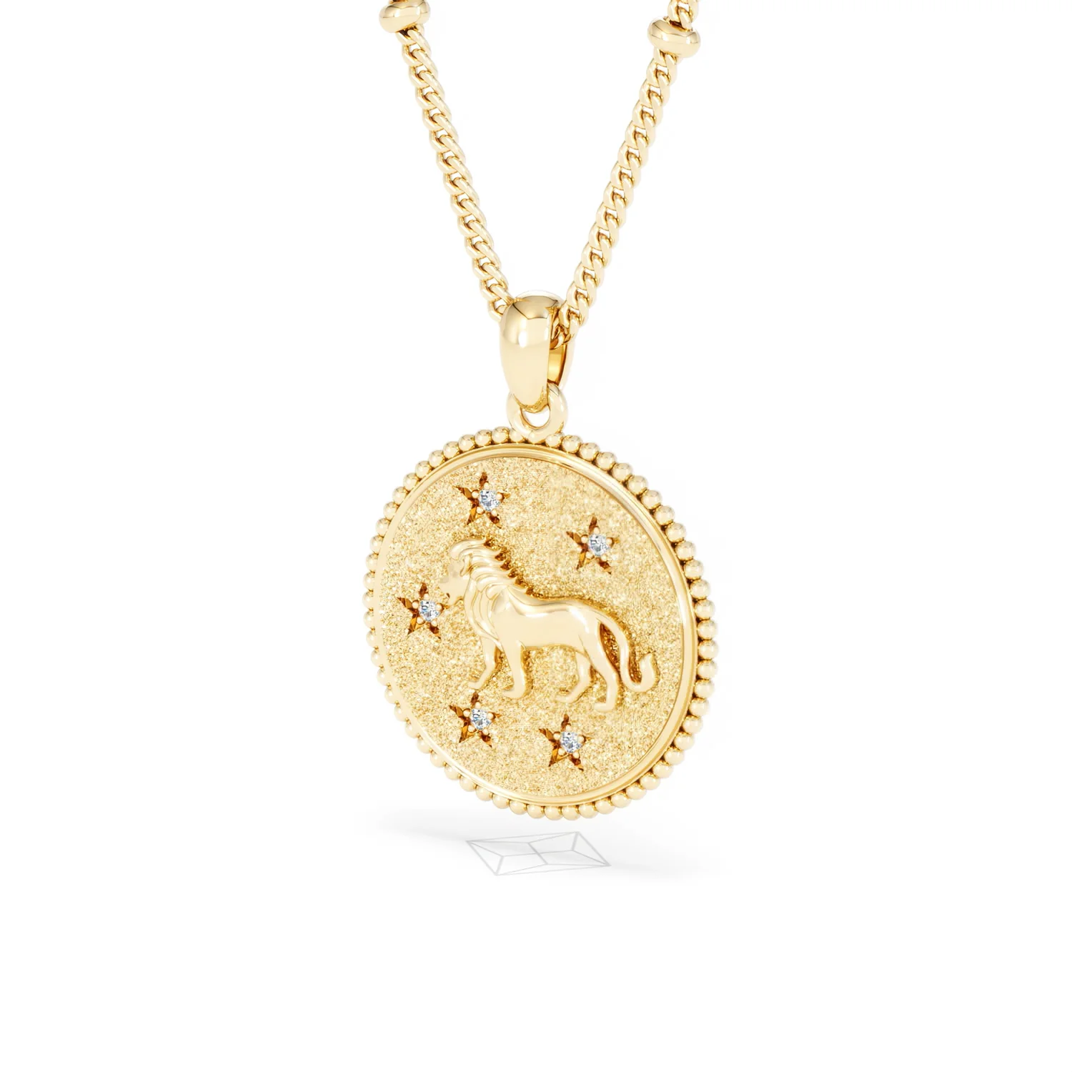Zodiac Leo Necklace Medallion Lab Grown 0.02ct in 18K Gold Vermeil - Image 82