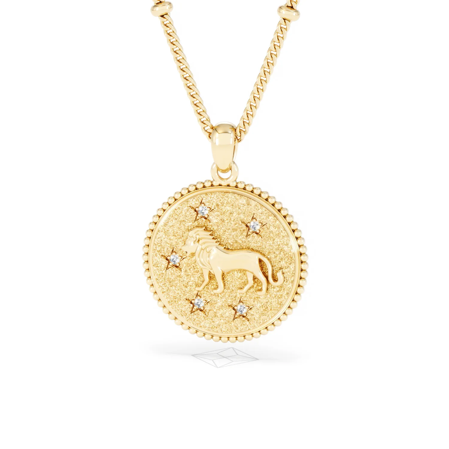 Zodiac Leo Necklace Medallion Lab Grown 0.02ct in 18K Gold Vermeil - Image 86