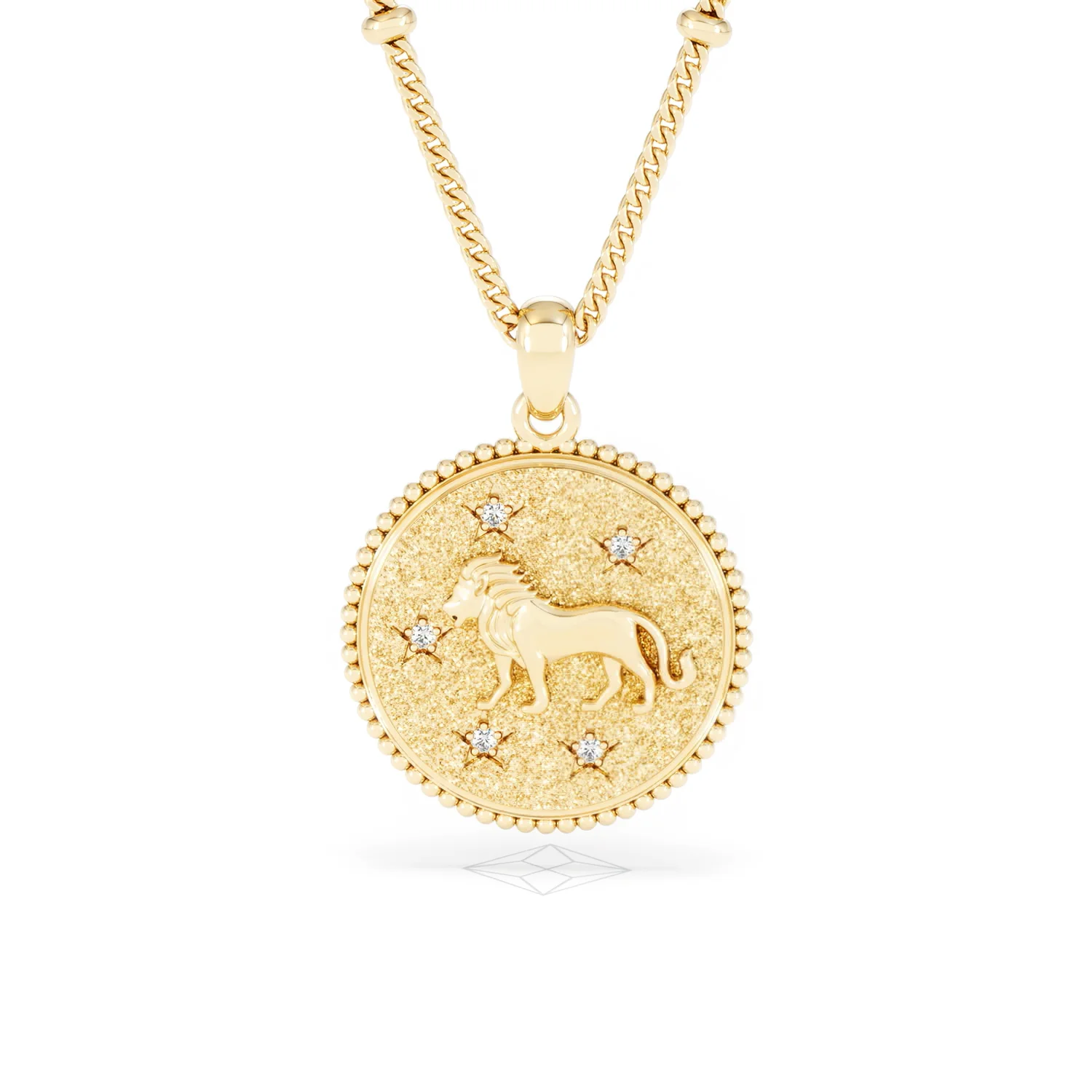 Zodiac Leo Necklace Medallion Lab Grown 0.02ct in 18K Gold Vermeil - Image 88