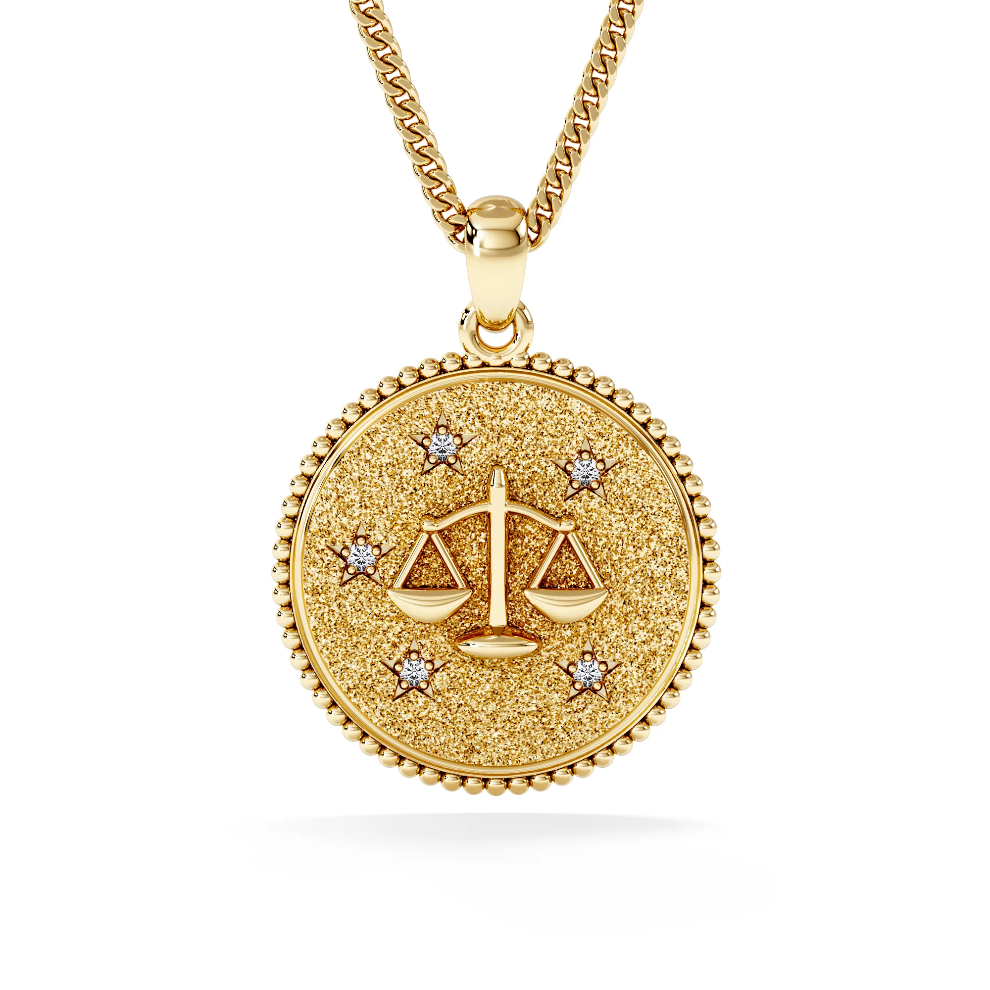 Zodiac Libra Necklace Medallion Lab Grown 0.02ct in 18K Gold Vermeil