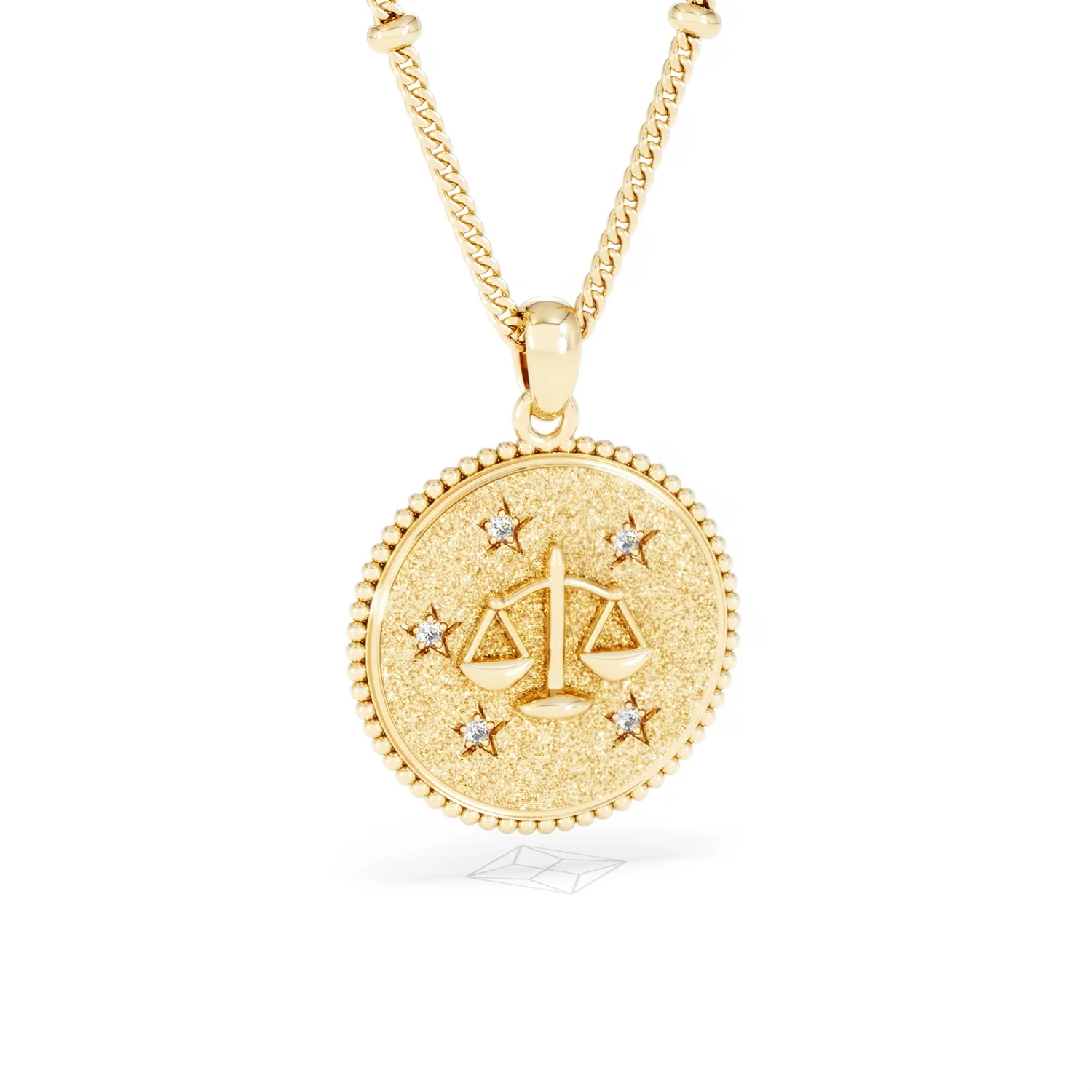 Zodiac Libra Necklace Medallion Lab Grown 0.02ct in 18K Gold Vermeil - Image 13