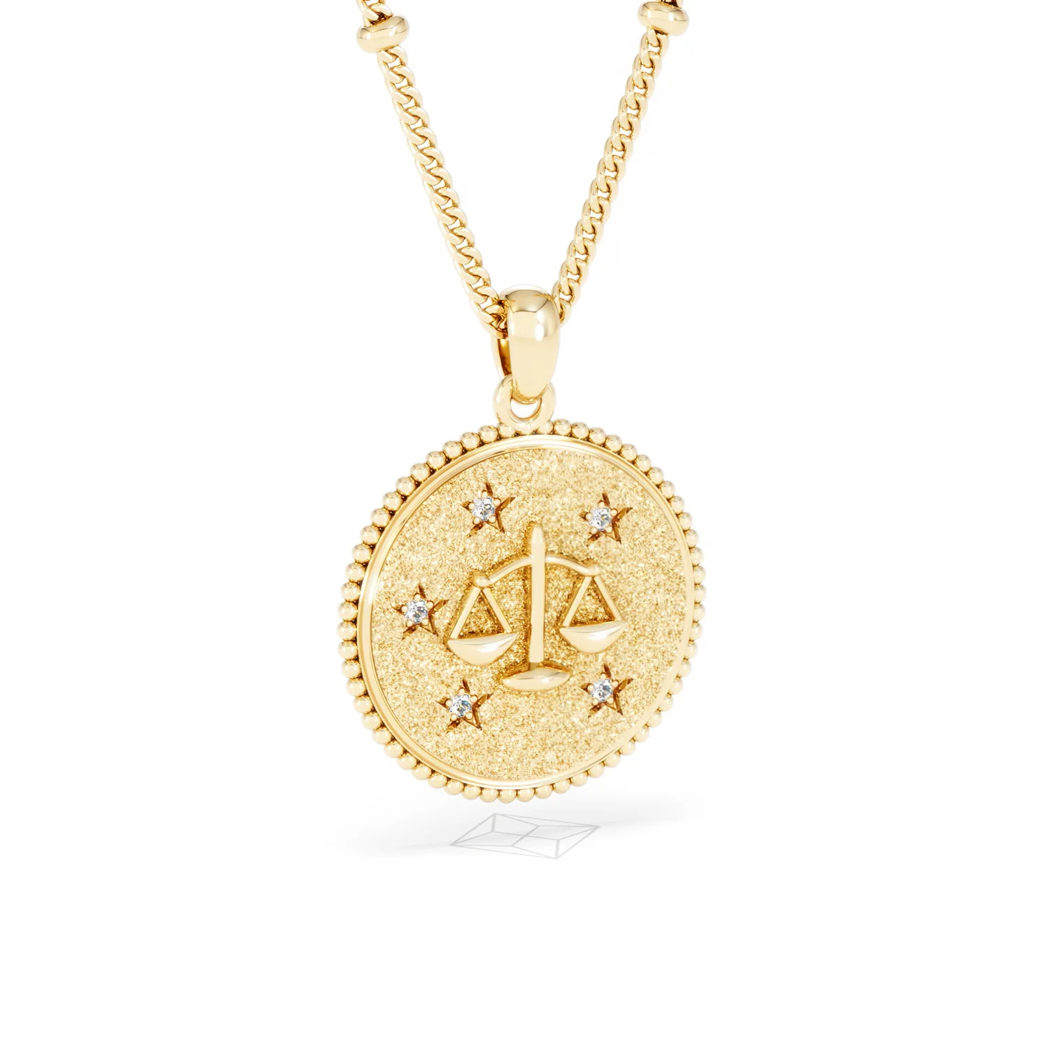 Zodiac Libra Necklace Medallion Lab Grown 0.02ct in 18K Gold Vermeil - Image 14