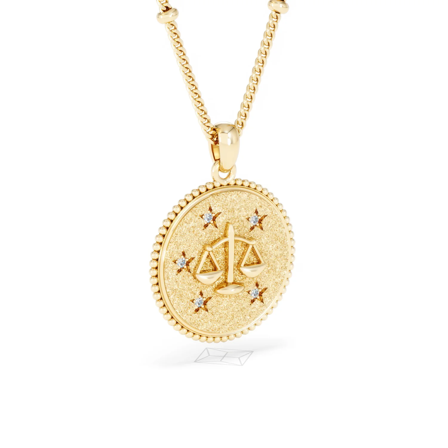 Zodiac Libra Necklace Medallion Lab Grown 0.02ct in 18K Gold Vermeil - Image 16