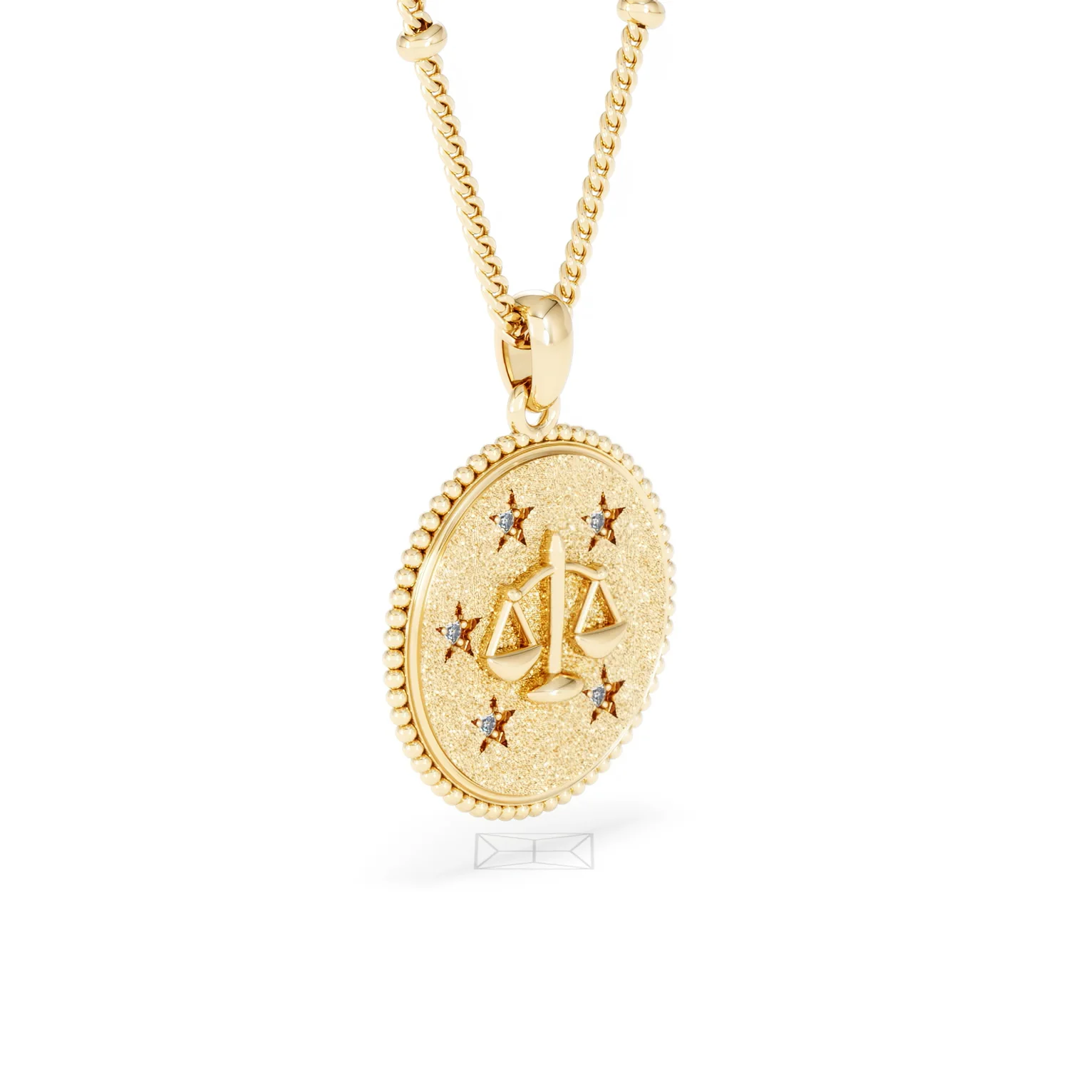 Zodiac Libra Necklace Medallion Lab Grown 0.02ct in 18K Gold Vermeil - Image 19