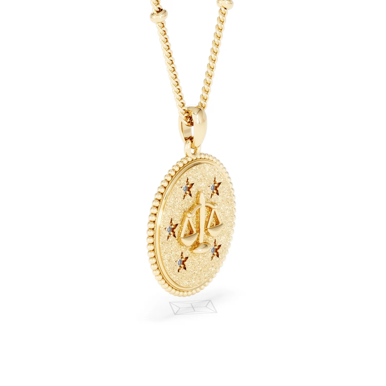 Zodiac Libra Necklace Medallion Lab Grown 0.02ct in 18K Gold Vermeil - Image 21
