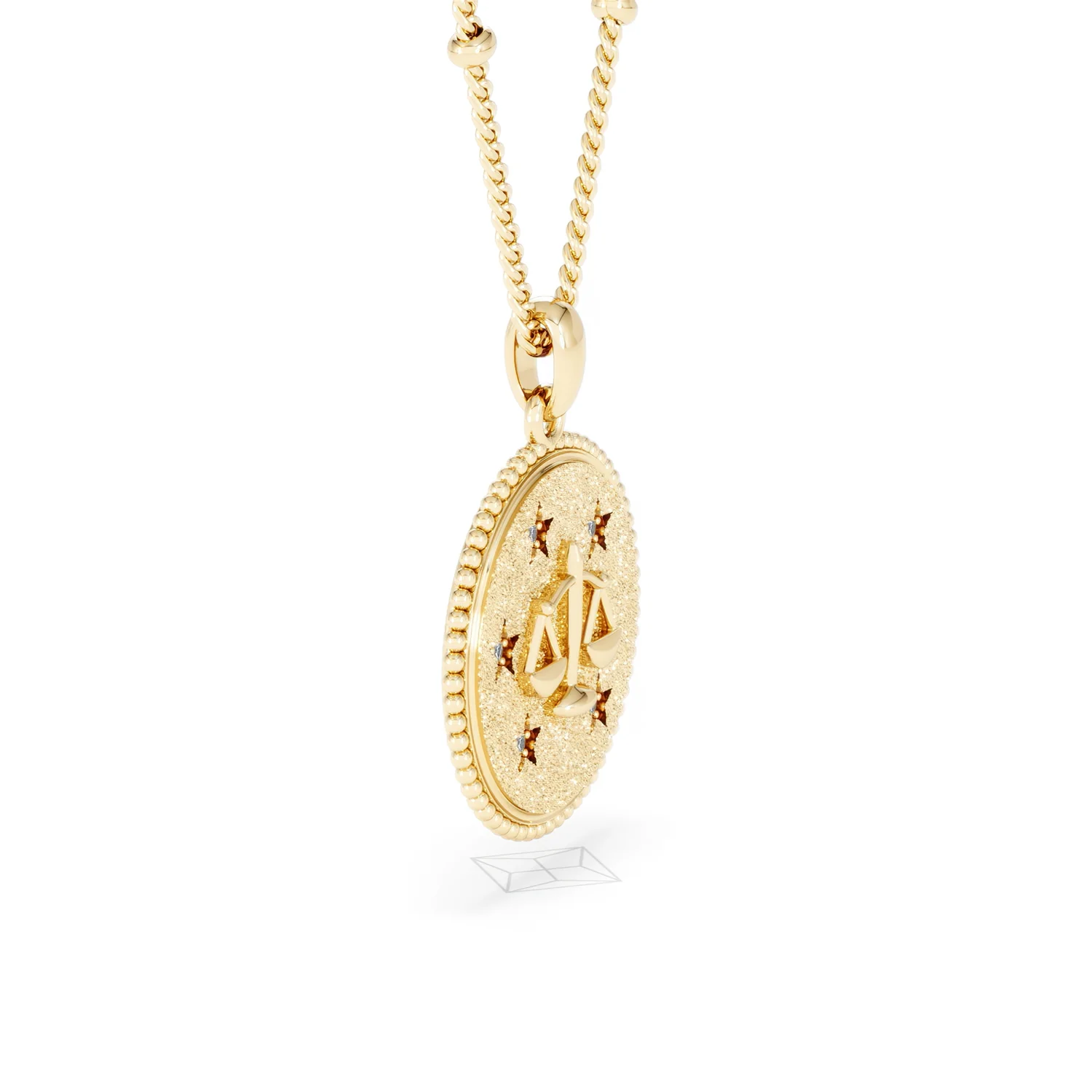 Zodiac Libra Necklace Medallion Lab Grown 0.02ct in 18K Gold Vermeil - Image 23