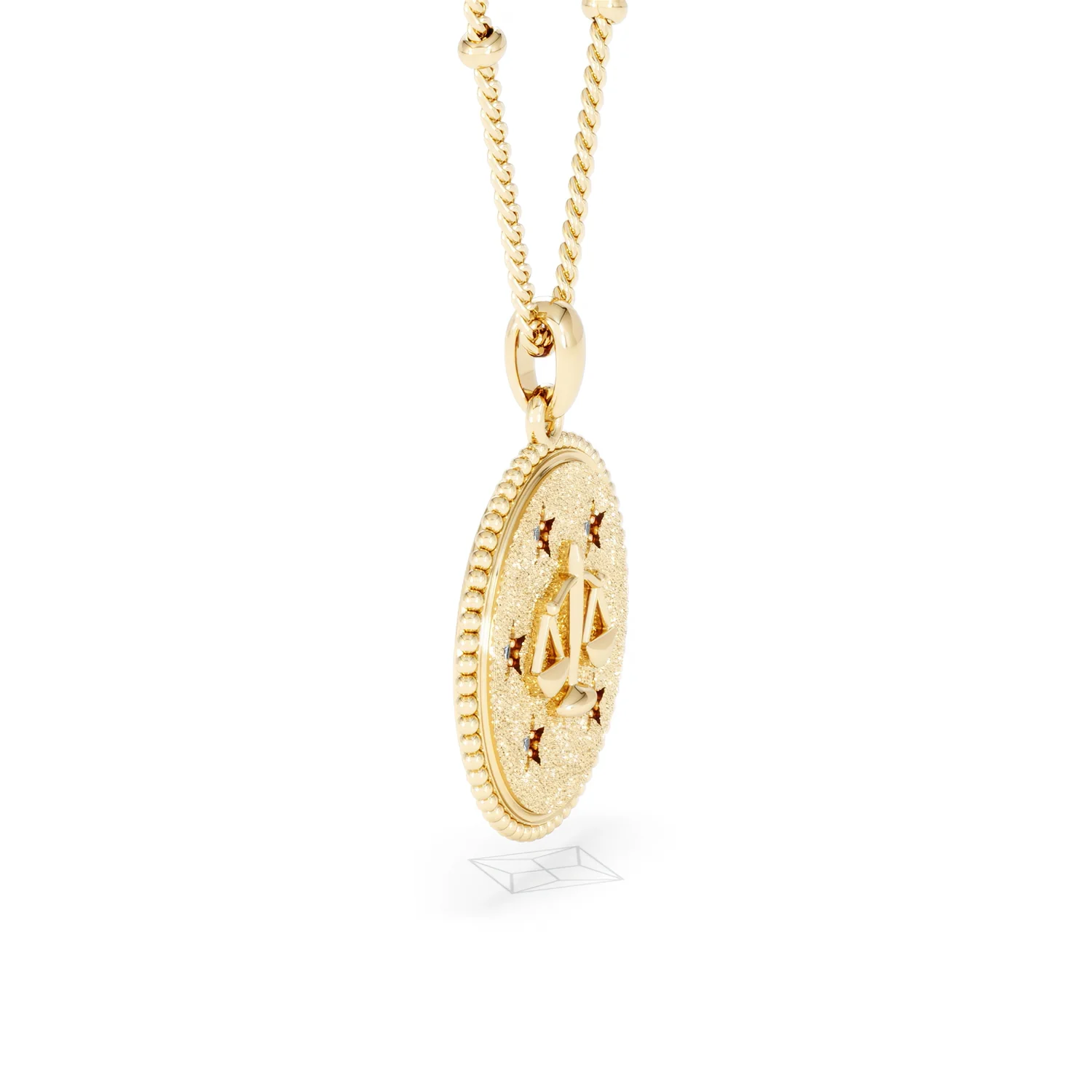 Zodiac Libra Necklace Medallion Lab Grown 0.02ct in 18K Gold Vermeil - Image 24