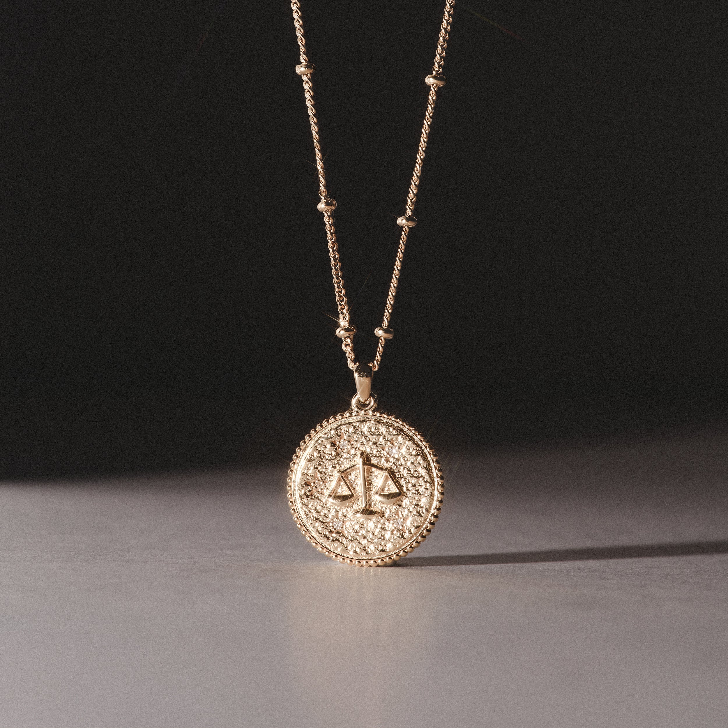 Zodiac Libra Necklace Medallion Lab Grown 0.02ct in 18K Gold Vermeil - Image 6