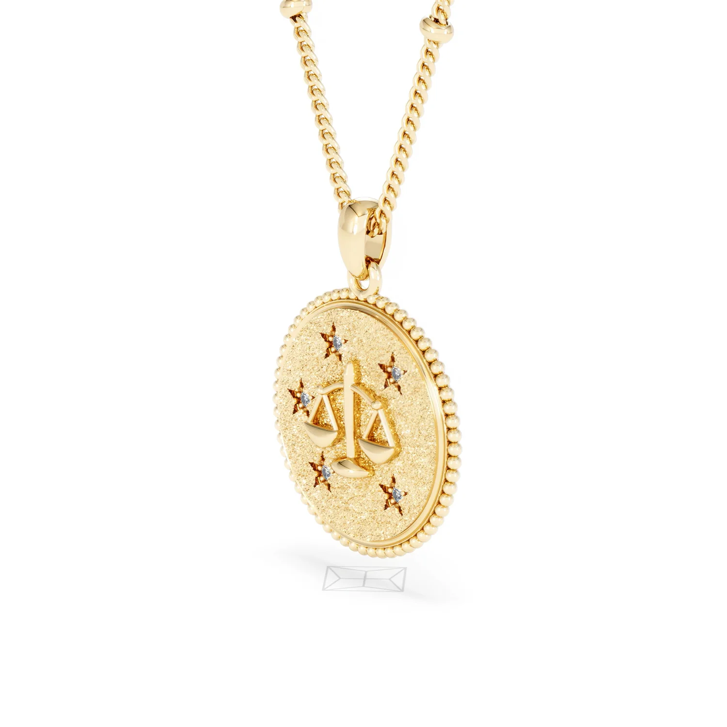 Zodiac Libra Necklace Medallion Lab Grown 0.02ct in 18K Gold Vermeil - Image 78