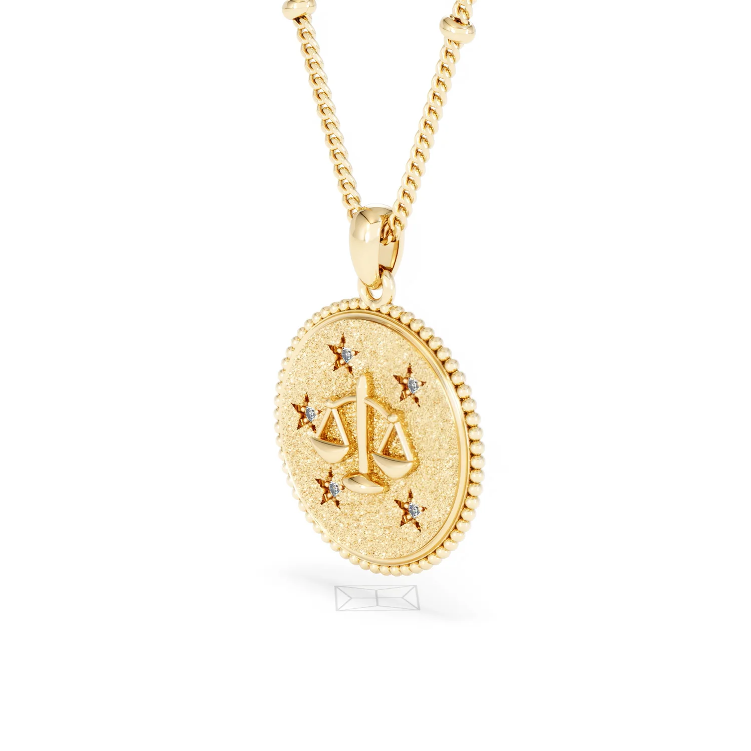 Zodiac Libra Necklace Medallion Lab Grown 0.02ct in 18K Gold Vermeil - Image 79
