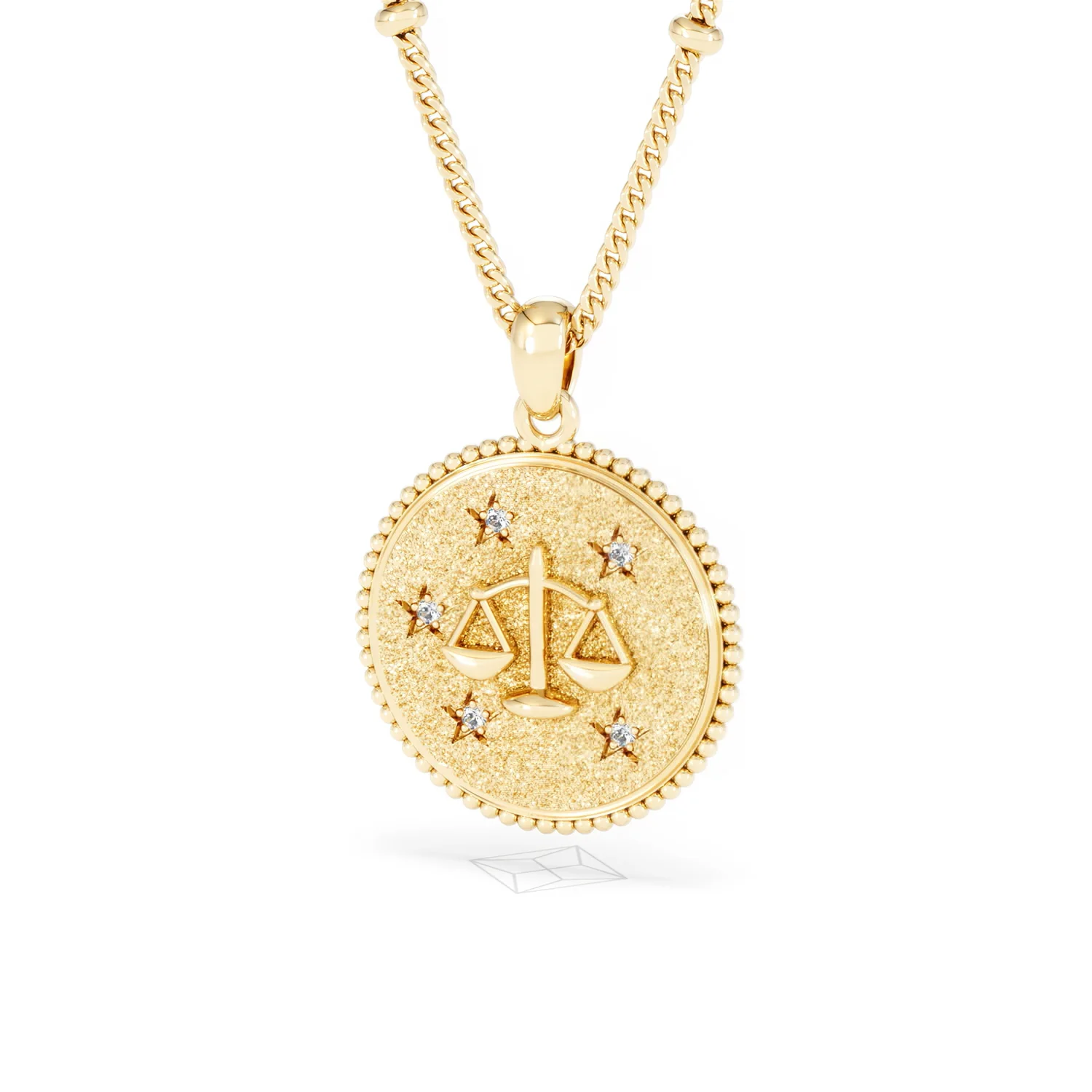 Zodiac Libra Necklace Medallion Lab Grown 0.02ct in 18K Gold Vermeil - Image 84