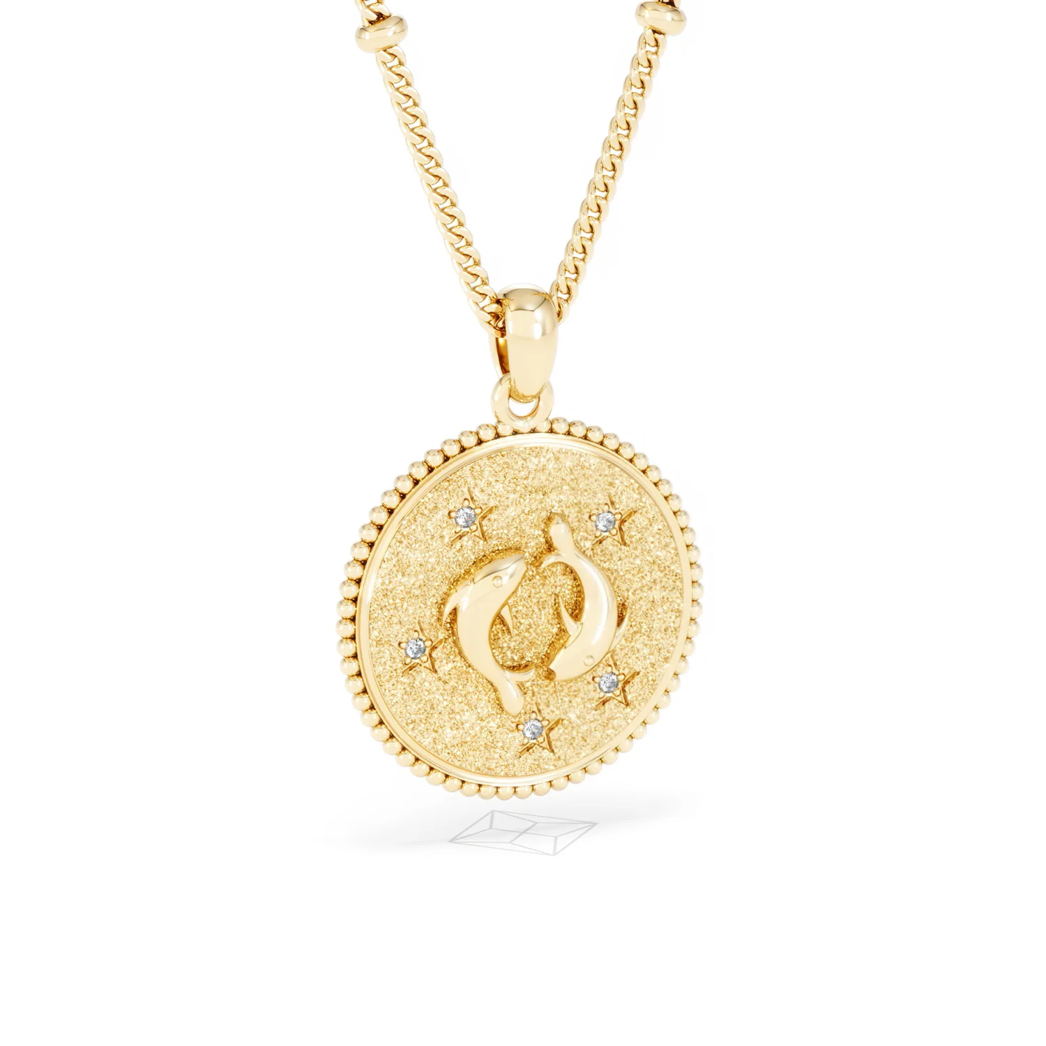 Zodiac Pisces Necklace Medallion Lab Grown 0.02ct in 18K Gold Vermeil - Image 15