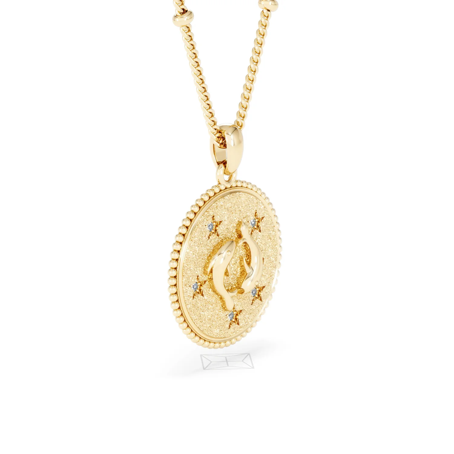 Zodiac Pisces Necklace Medallion Lab Grown 0.02ct in 18K Gold Vermeil - Image 21