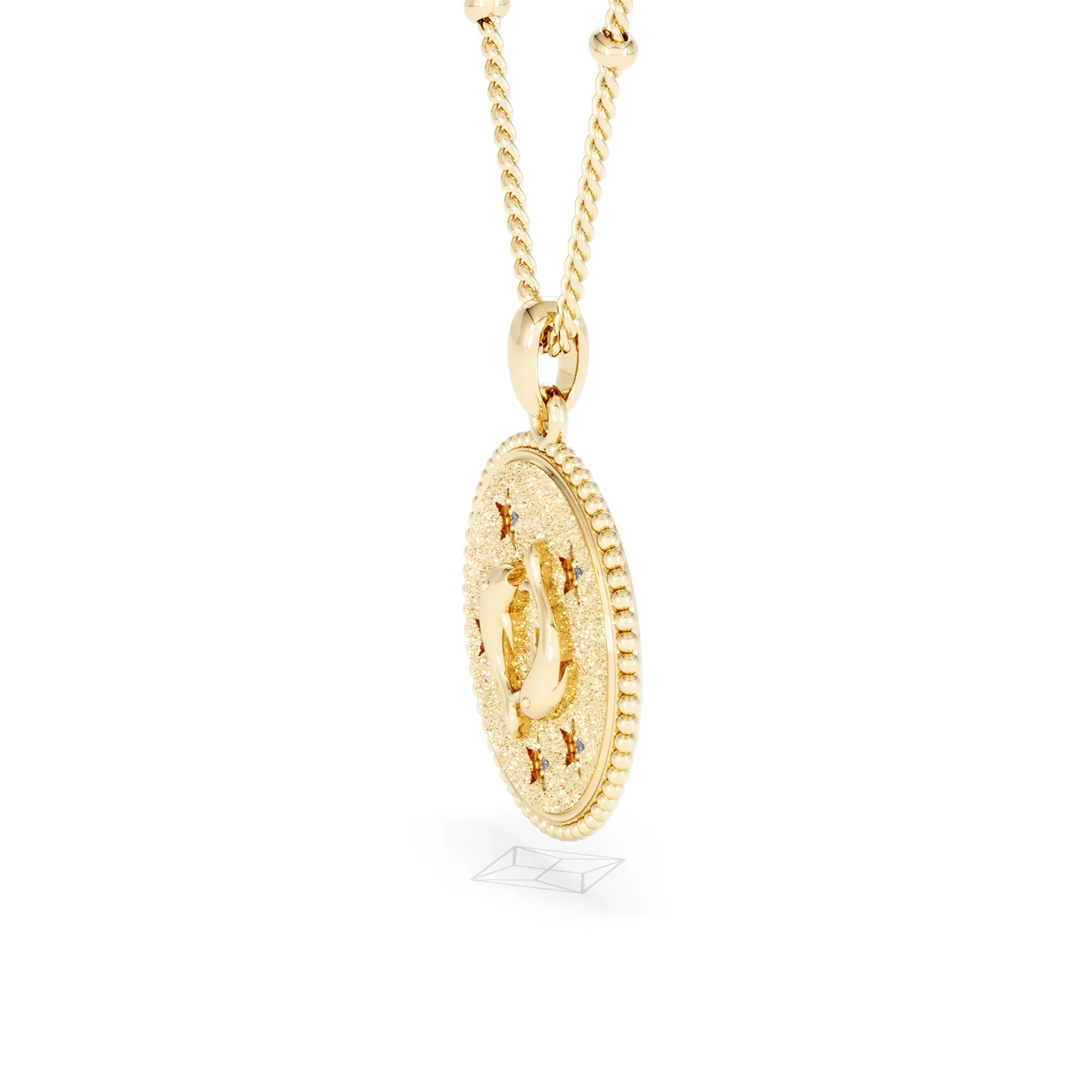 Zodiac Pisces Necklace Medallion Lab Grown 0.02ct in 18K Gold Vermeil - Image 75