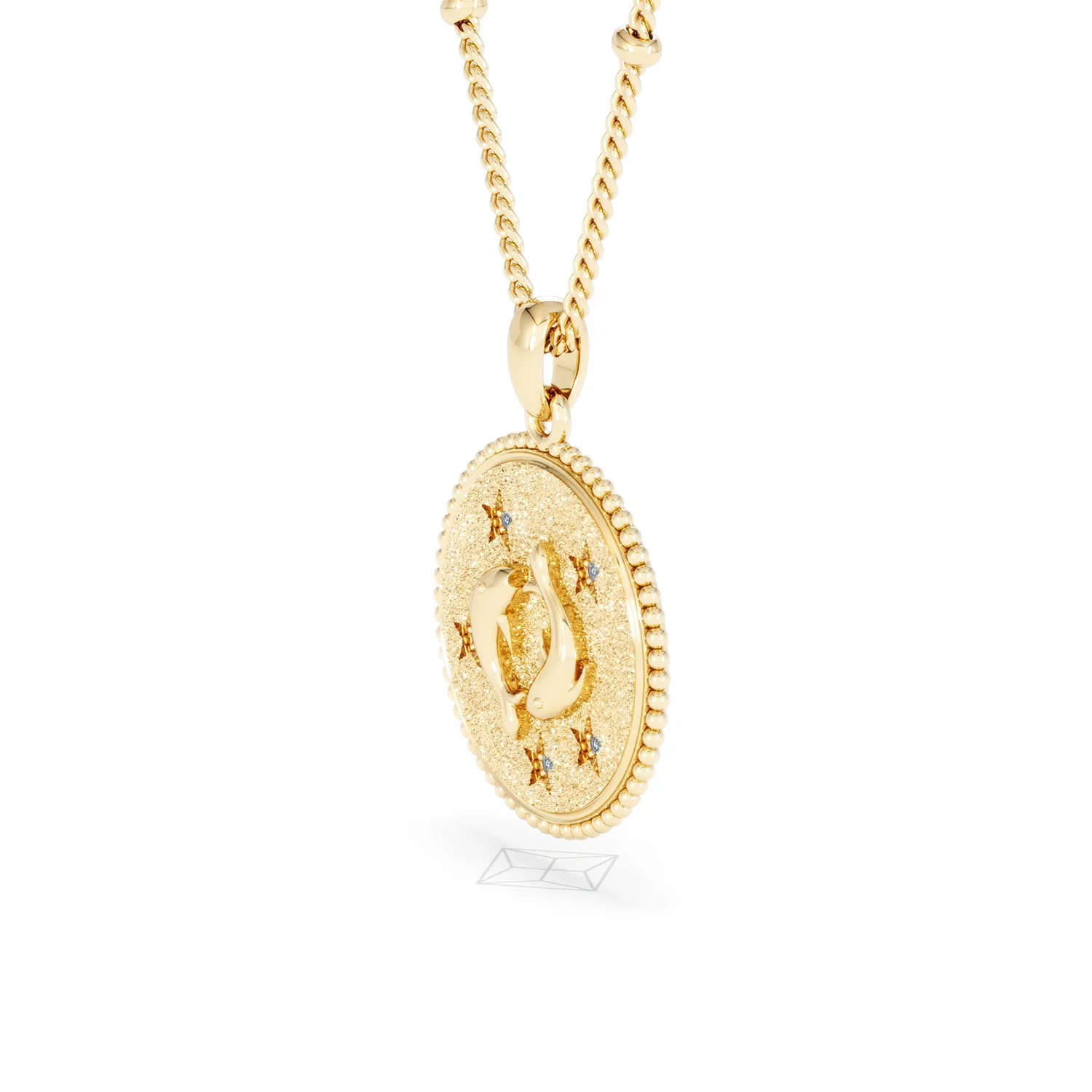 Zodiac Pisces Necklace Medallion Lab Grown 0.02ct in 18K Gold Vermeil - Image 77